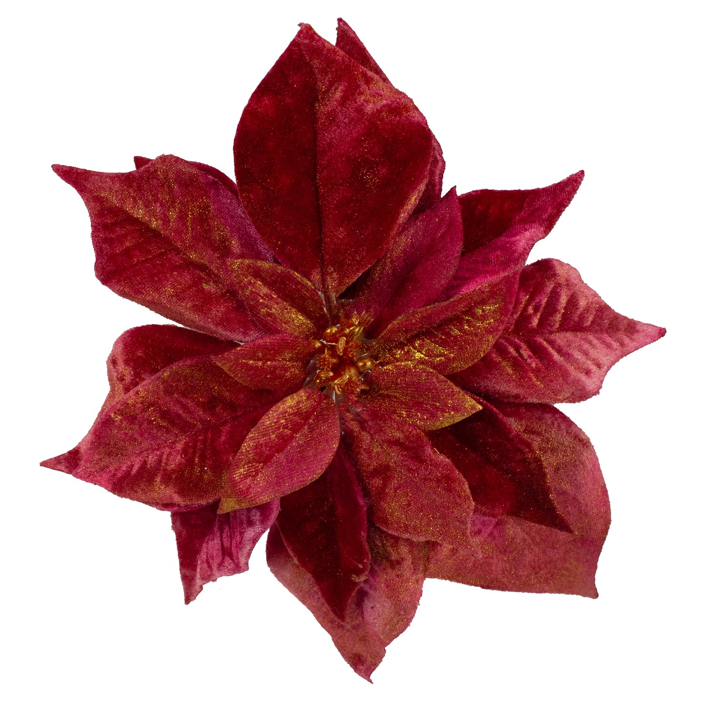 Northlight 9&#x22; Red and Gold Artificial Poinsettia Clip-On Christmas Ornament