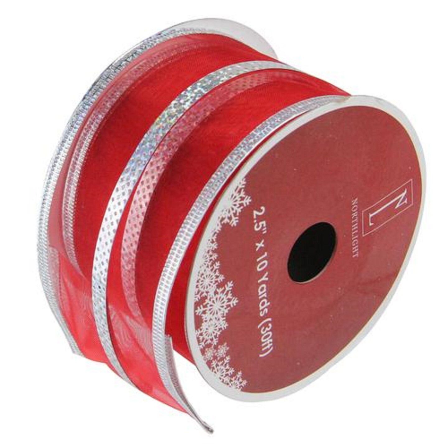 Northlight Red and Silver Striped Christmas Wired Craft Ribbon 2.5