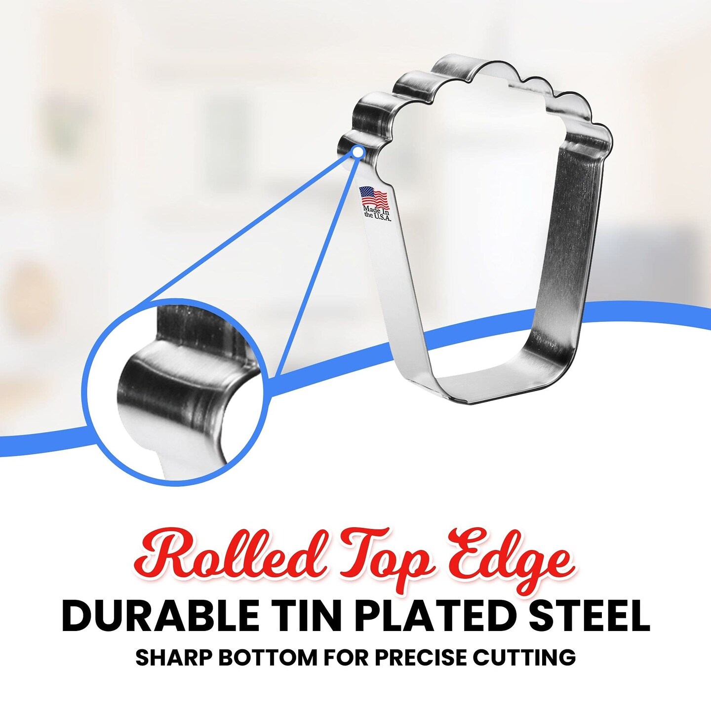Popcorn Cookie Cutter 3.75 in B1565, CookieCutter.com, Tin Plated Steel, Handmade in the USA