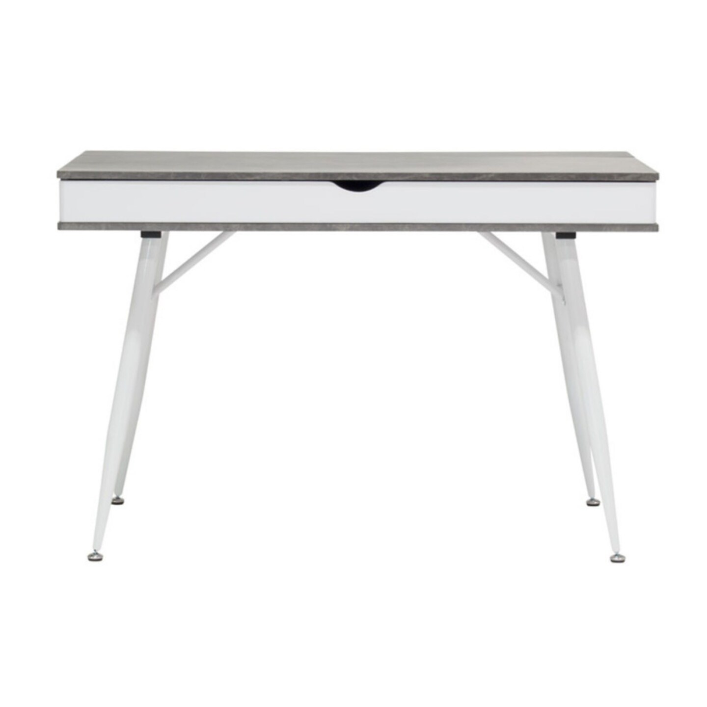 Calico Designs Alcove Split Drawer Desk with Device Storage - White/Cement Finish