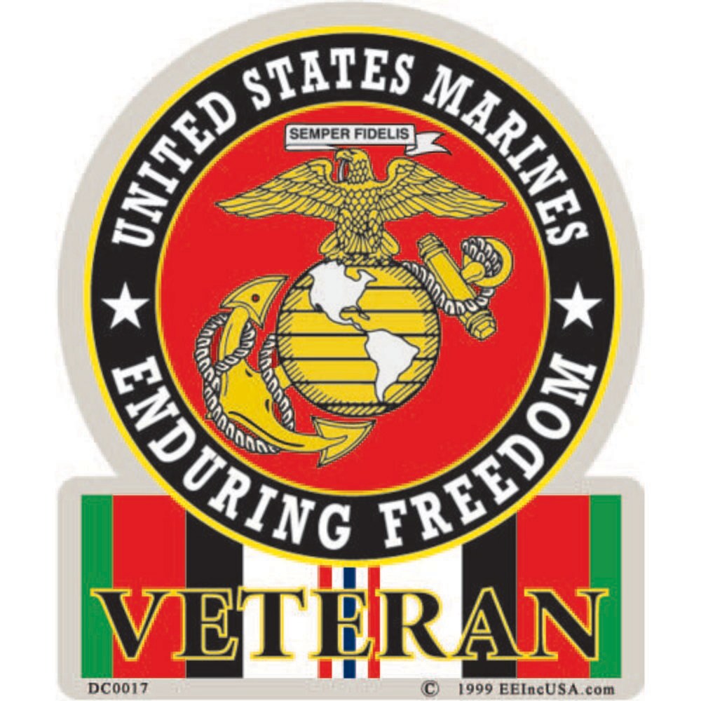 DC0017 U.S.M.C. Veteran Operation Enduring Freedom Badge Sticker (3.5''x4.125'')