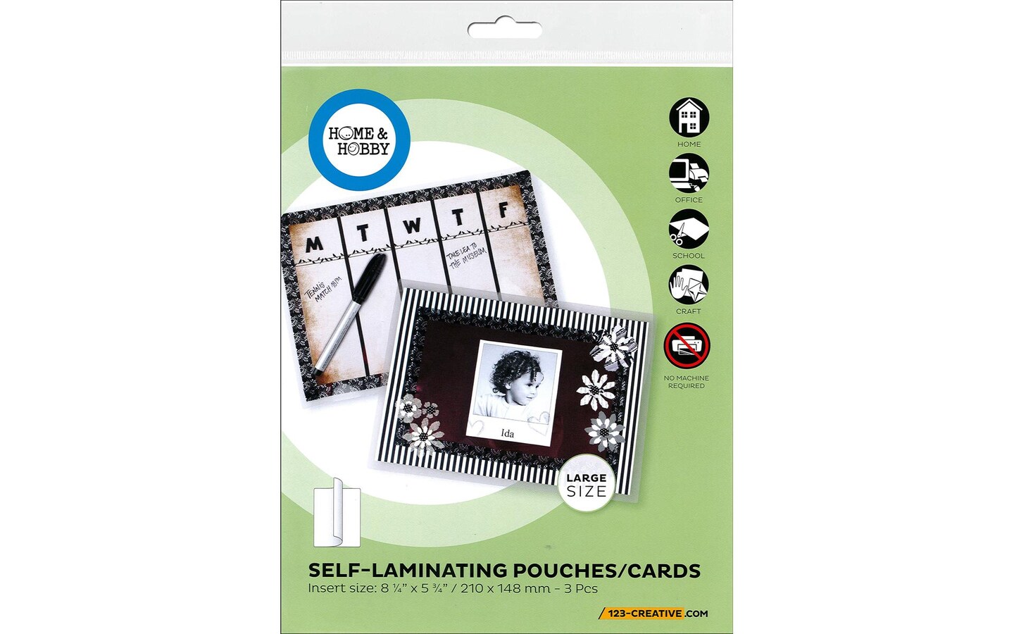 3L Home/Hobby Self Laminating Pouch 8.28x5.75 3pc