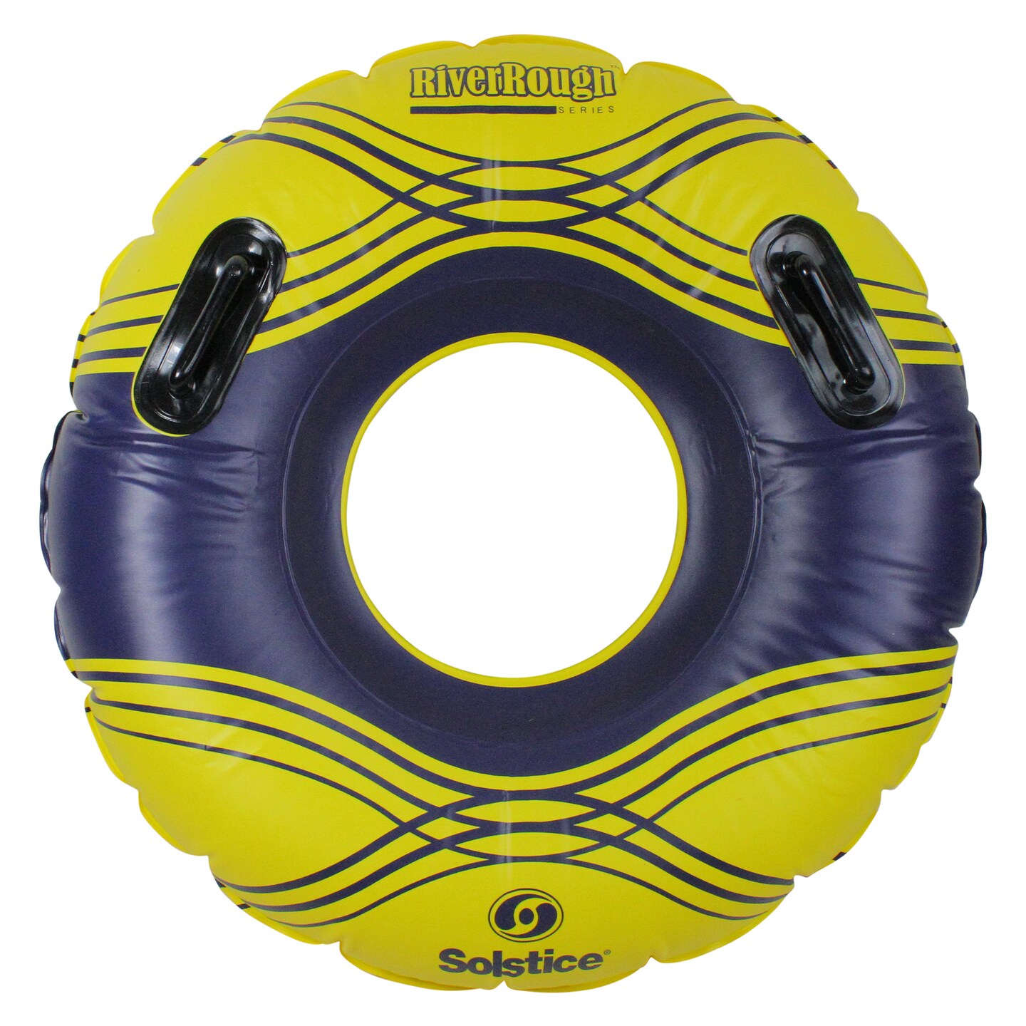 Swim Central Striped Solstice Inflatable Swimming Pool Ring Inner Tube - 42" - Yellow and Blue