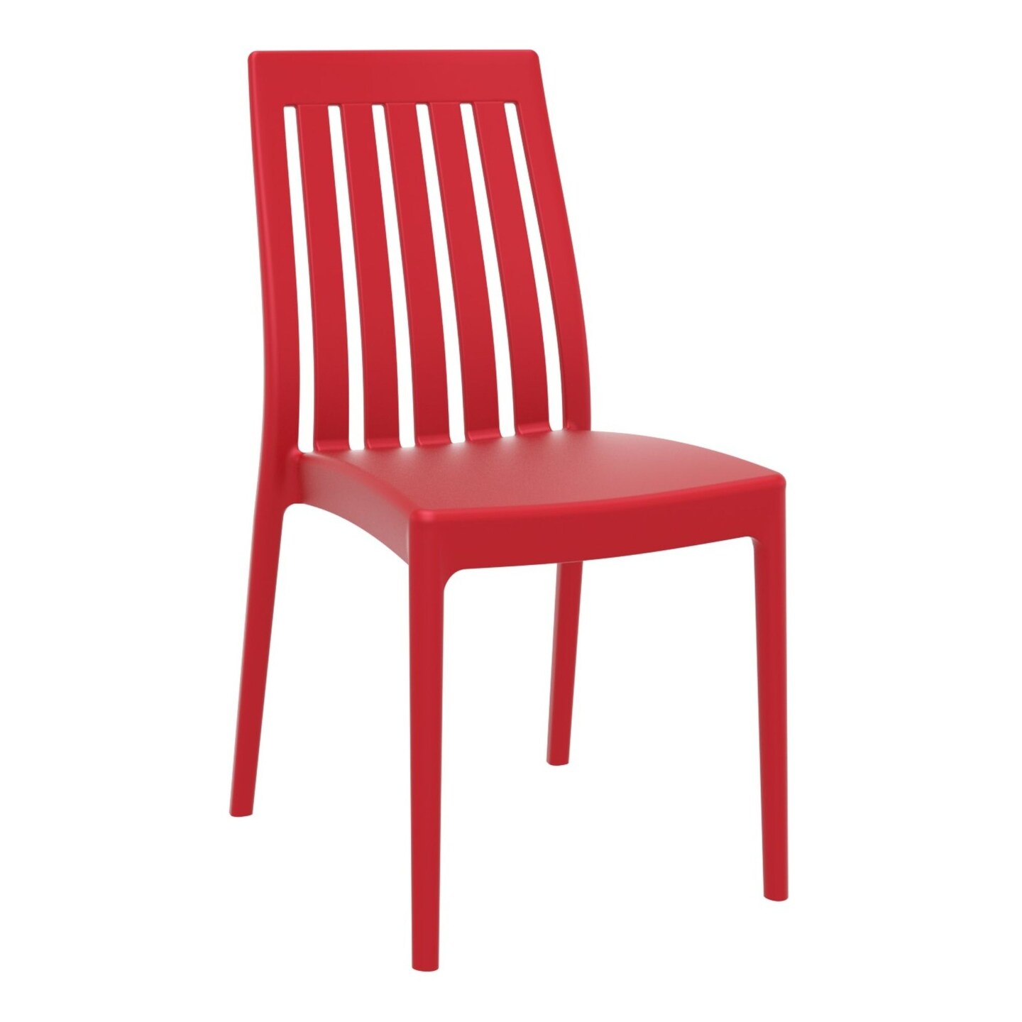 Luxury Commercial Living 35" Red High Back Stackable Outdoor Patio Dining Chair