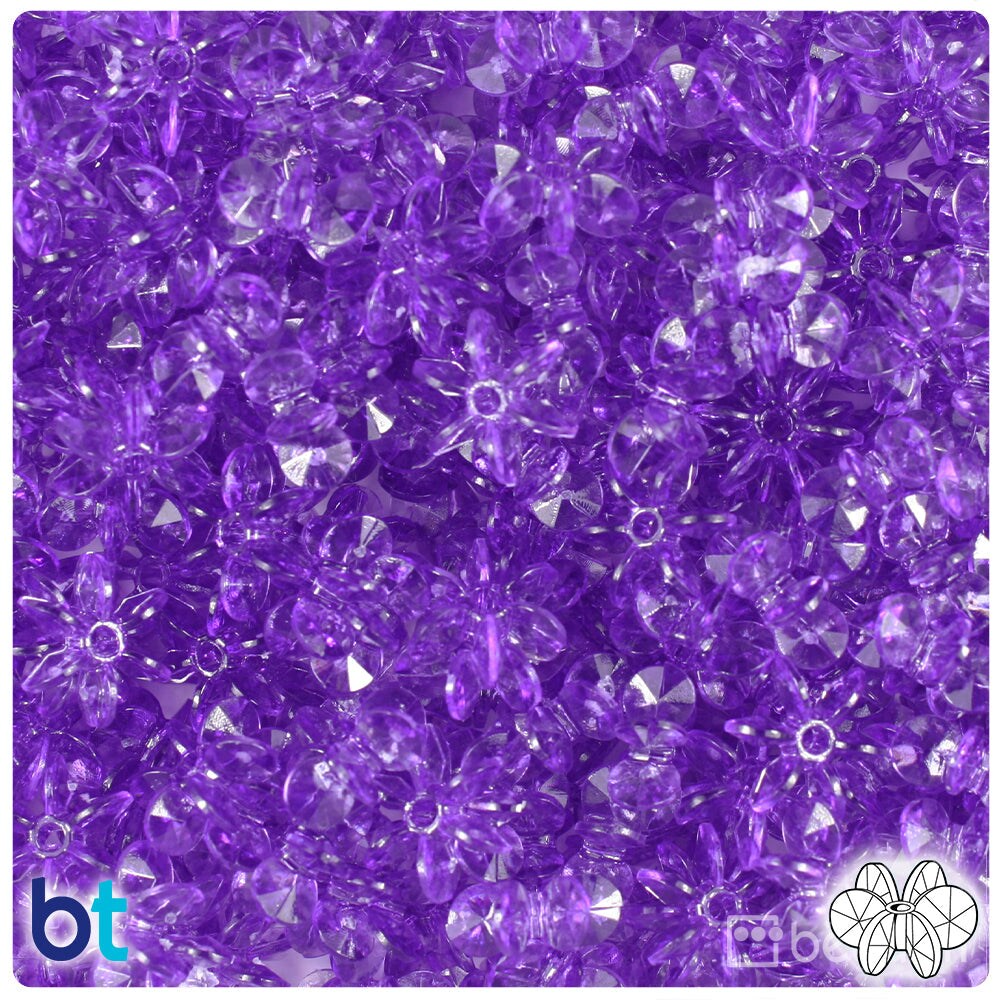 BeadTin Amethyst Transparent 12mm SunBurst Plastic Craft Beads (450pcs)