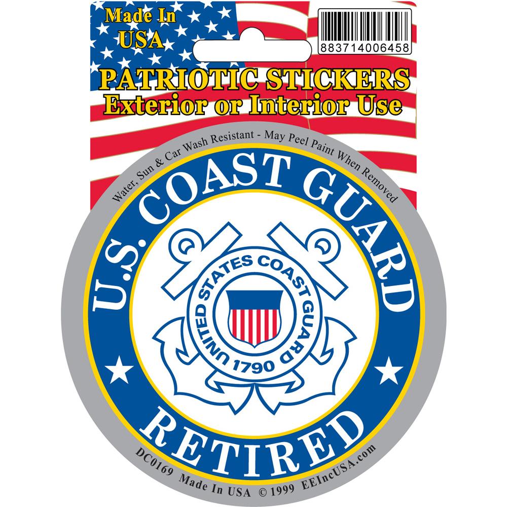 United States Coast Guard Retired Sticker 3-1/4&#x22;