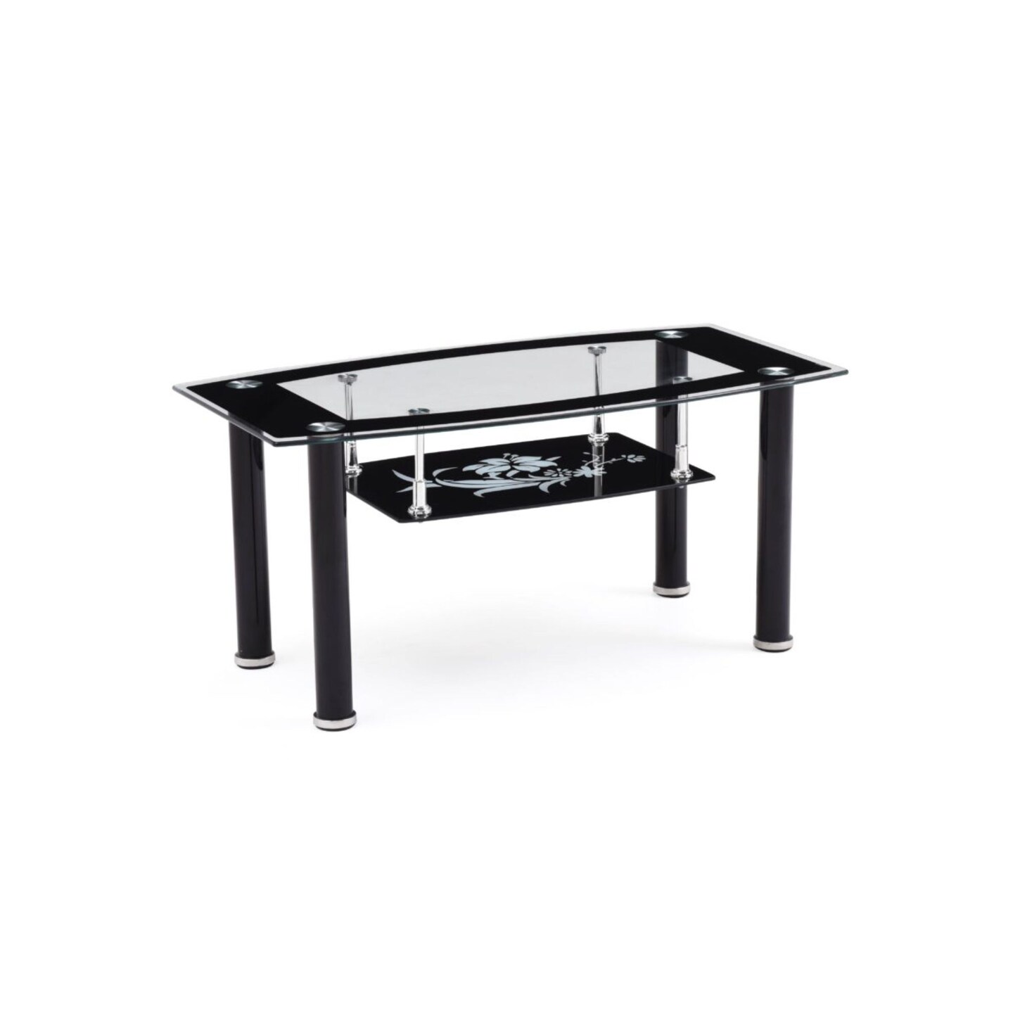 Contemporary Home Living 35.25" Black and Clear Tempered Glass Coffee Table
