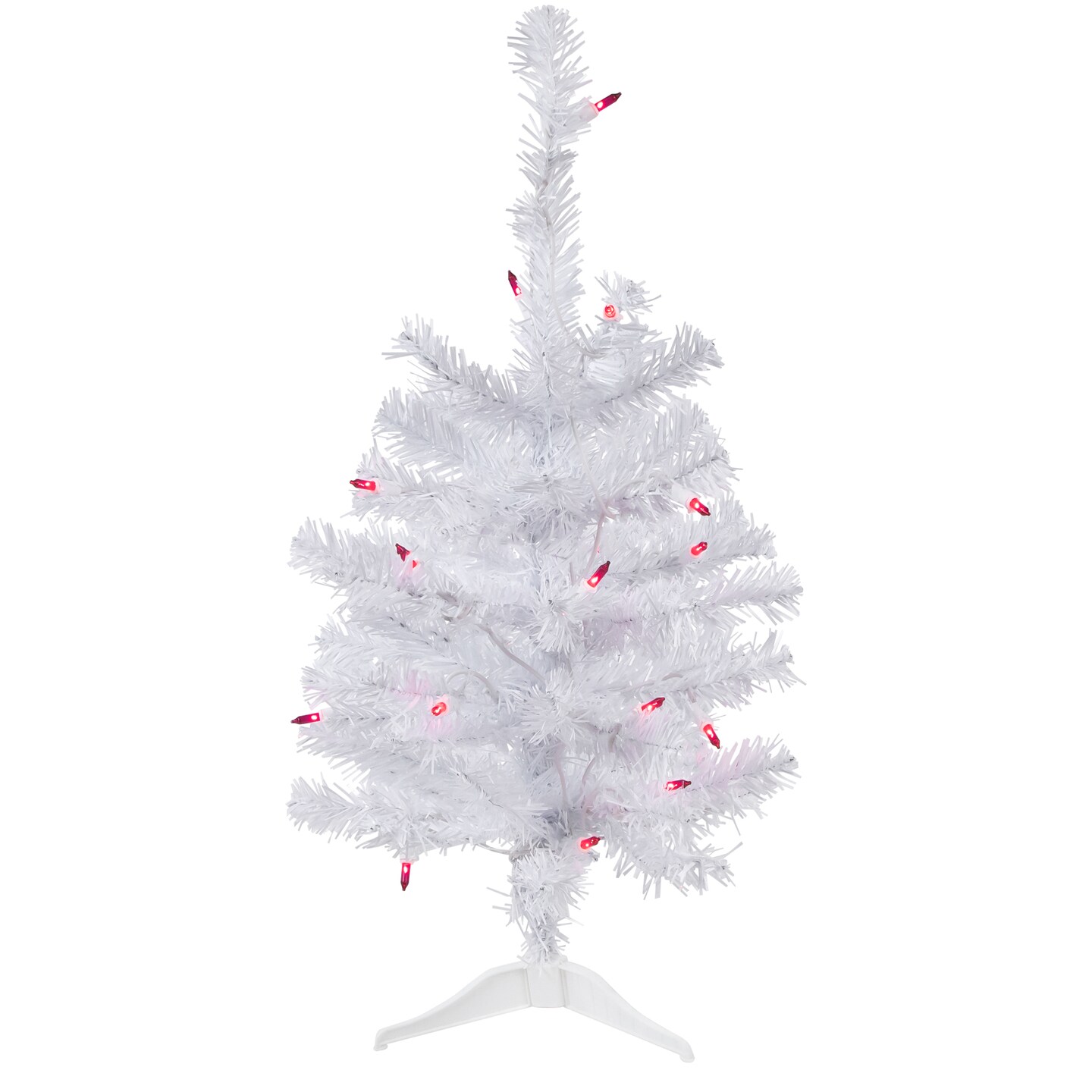 Northlight Pre-Lit Slim Woodbury White Pine Artificial Christmas Tree - 2&#x27; - Pink Lights