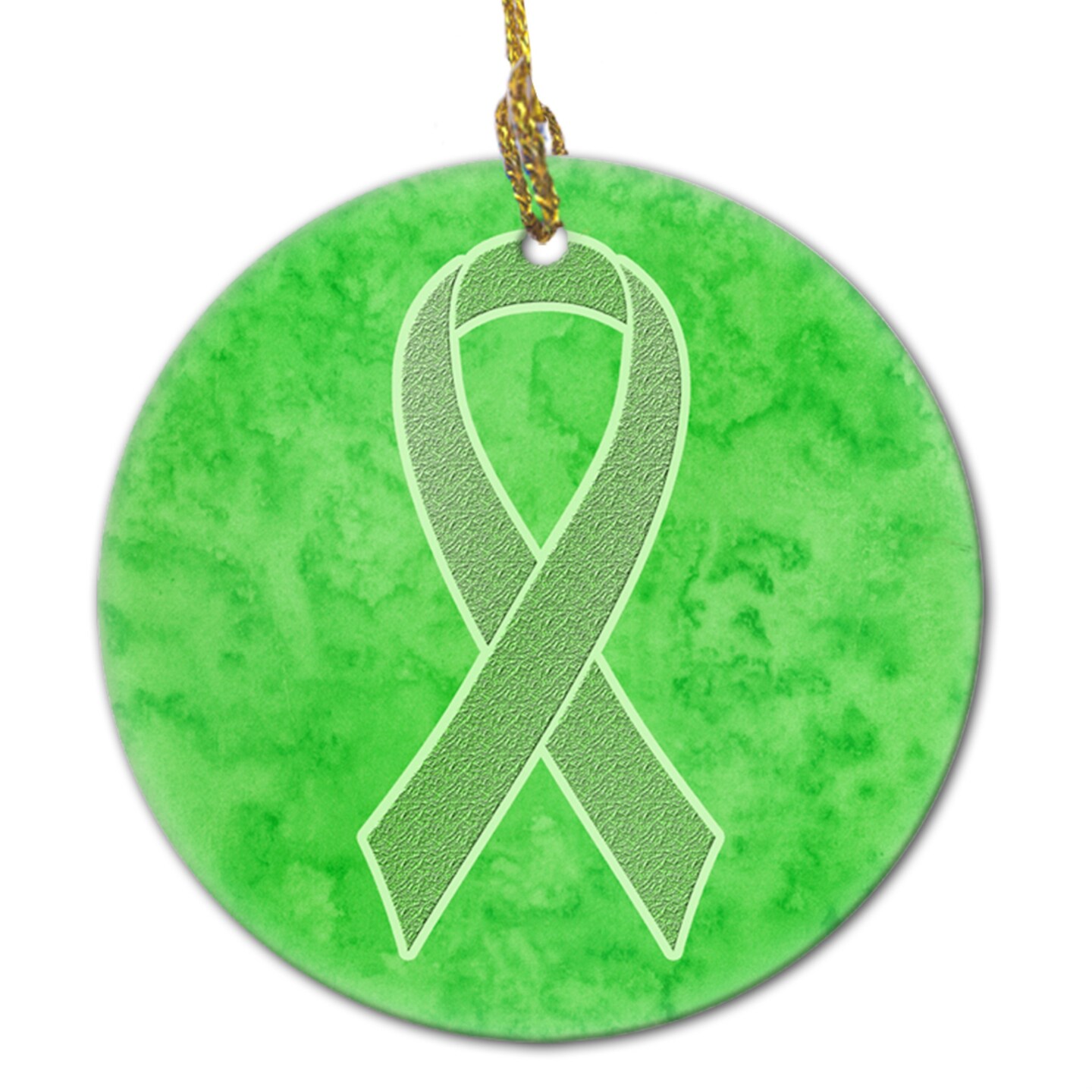Lime Green Ribbon for Lymphoma Cancer Awareness Ceramic Ornament AN1212CO1