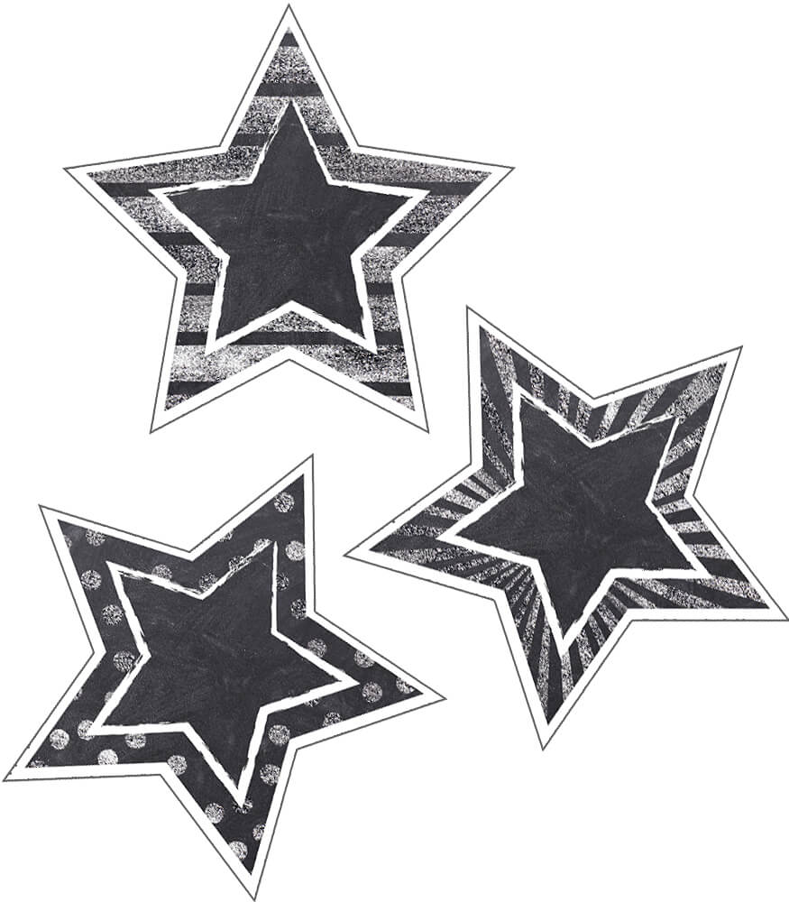 Schoolgirl Style - Twinkle Twinkle You&#x2019;re A STAR! Chalkboard Stars Colorful Cut-Outs, Classroom D&#xE9;cor, 36 Pieces