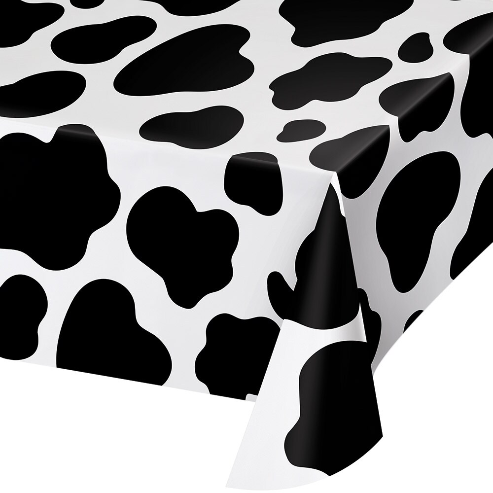 Party Central Pack of 6 White and Black Cow Print Decorative Dining Table Cloth 108"