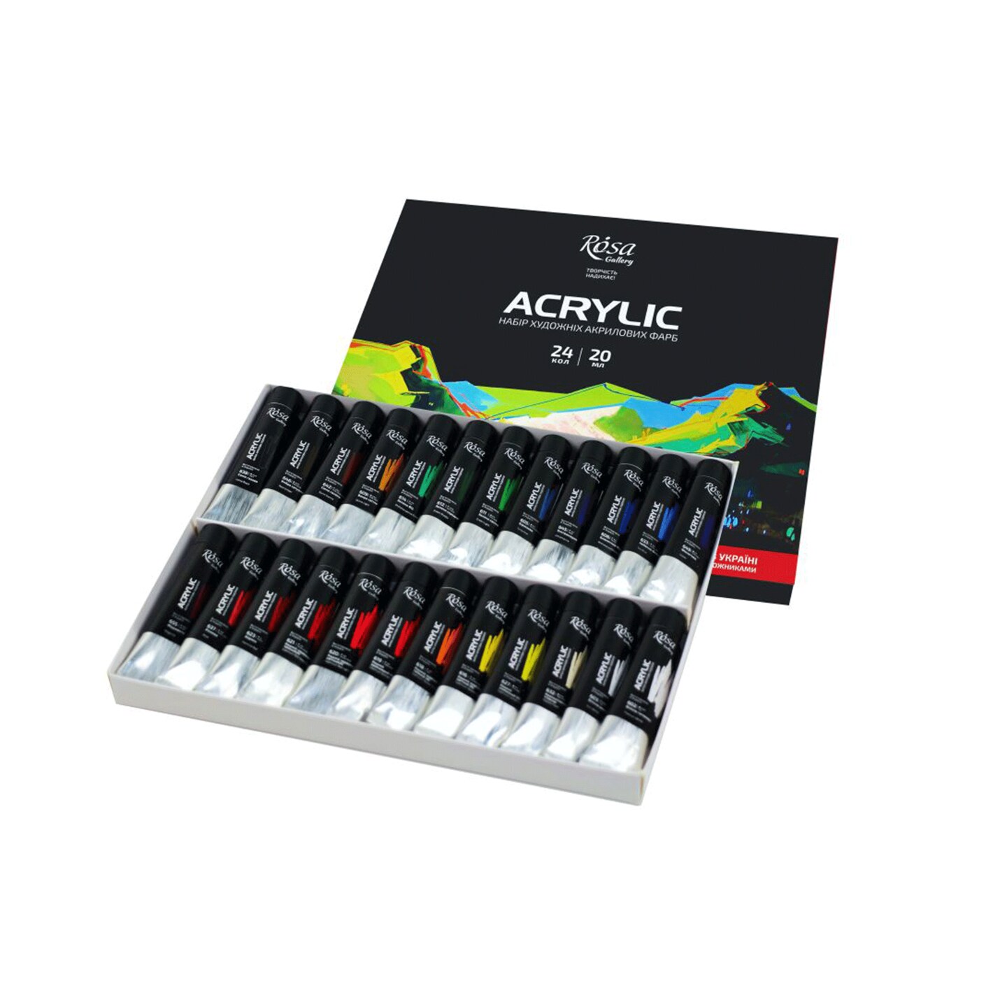 Acrylic paint set of 24 20 ml/0.68 oz, ROSA Gallery
