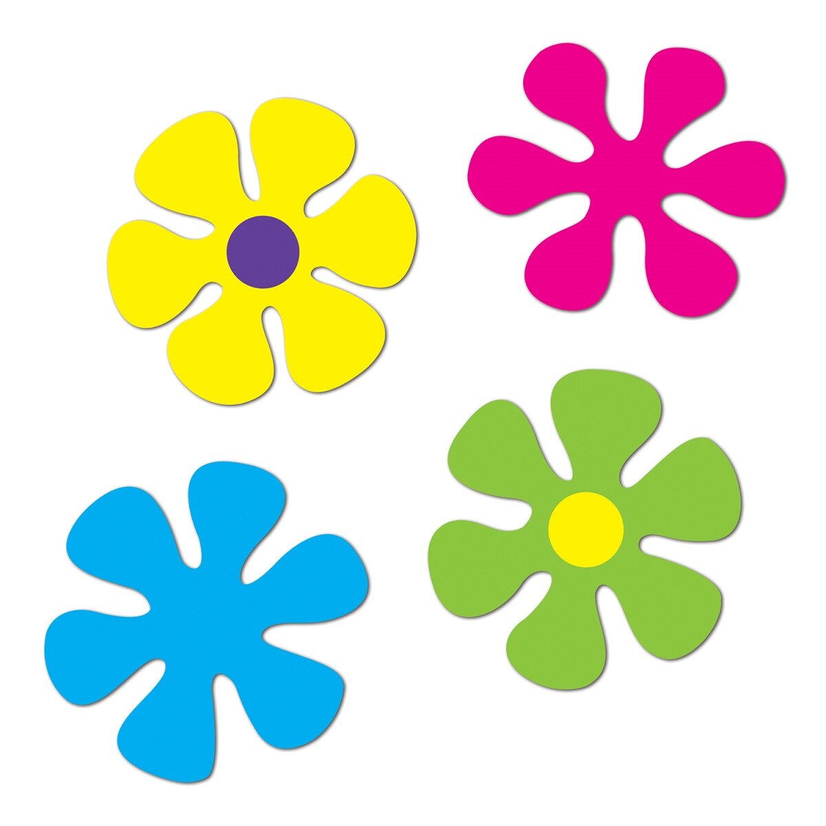 Party Central Club Pack of 48 Yellow and Blue Retro Flower Cutout Party Decors 13.25&#x22;
