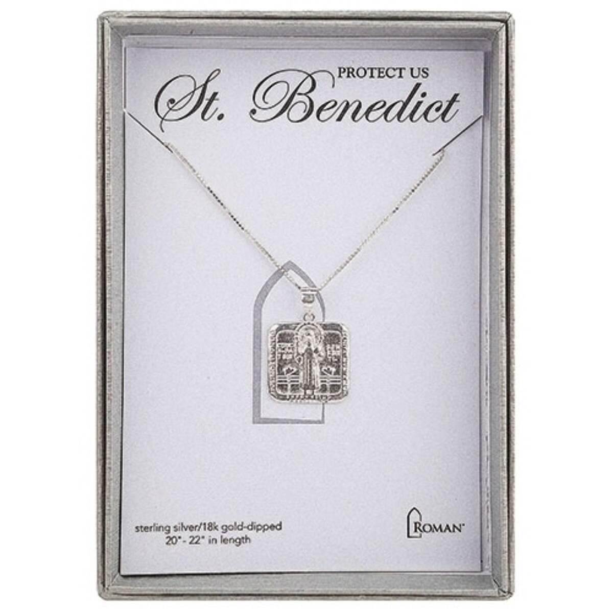 Roman Sterling Silver St. Benedict Pendant Necklace - 22&#x22;