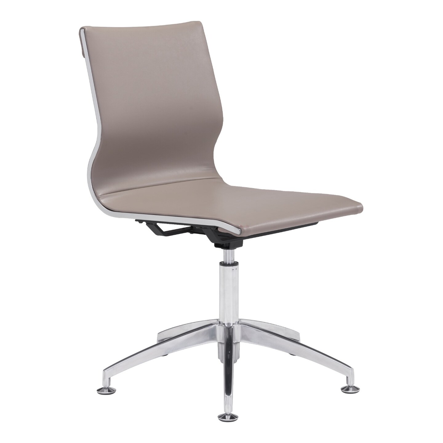 Modern Home 36&#x22; Taupe and Silver Upholstered Swivel Conference Chair