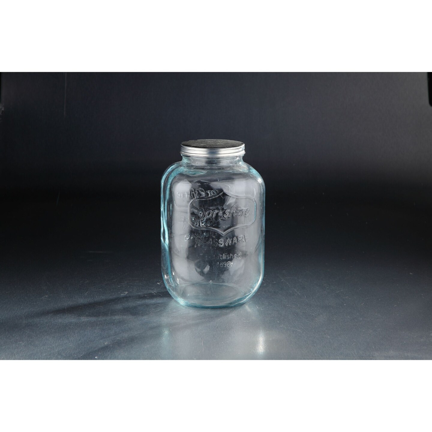 CC Home Furnishings 6" Clear Cracker Glass Storage Jar with Aluminum Lid
