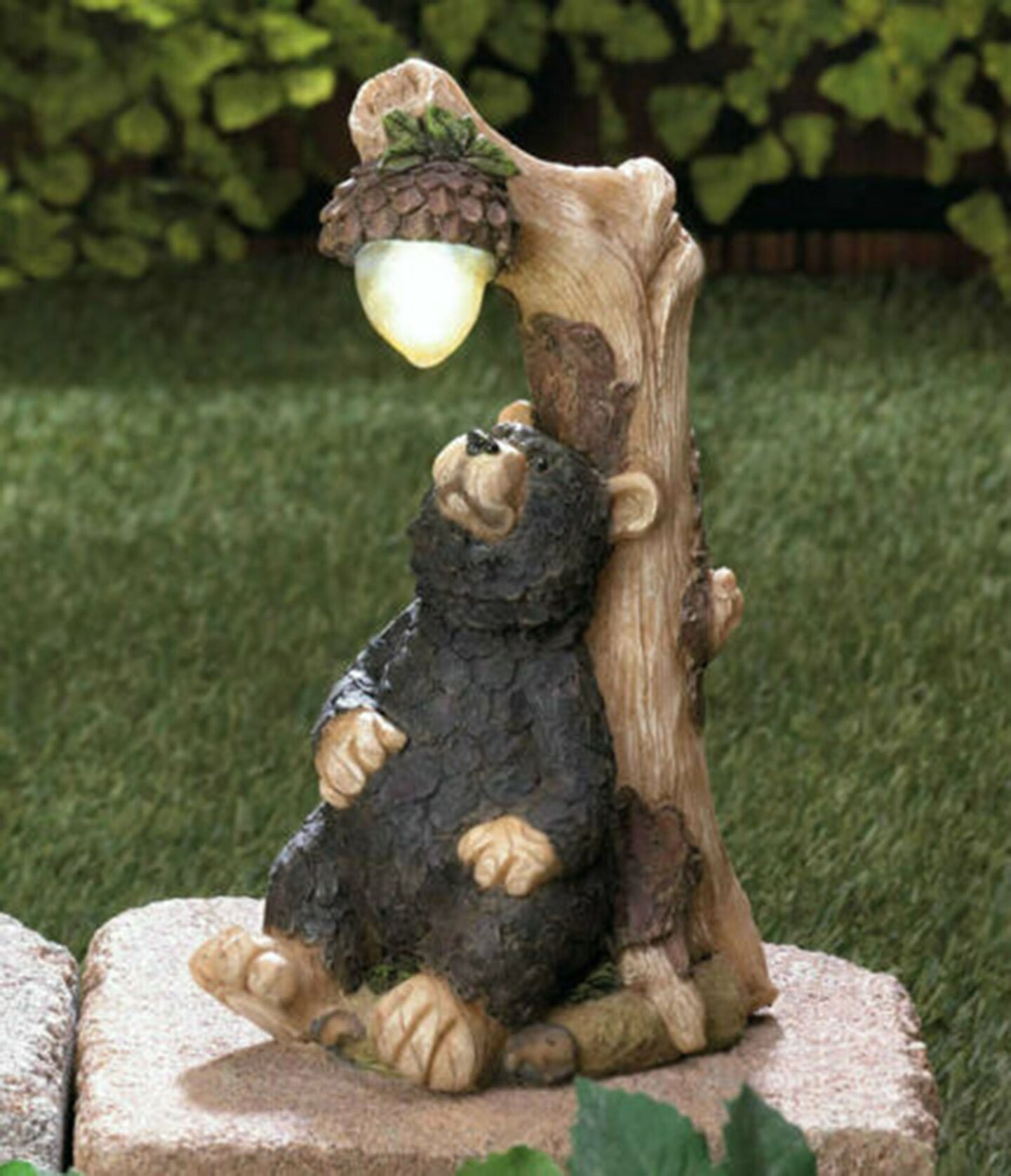 Accent Plus Home Decorative Solar Light-Up Bear Garden Statue