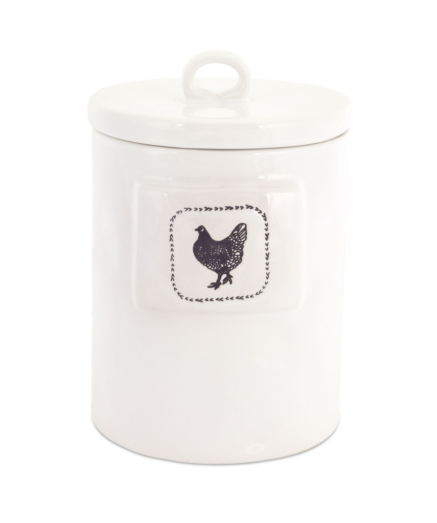 Melrose Chicken Storage Canisters - 8.25" - White and Black - Set of 2