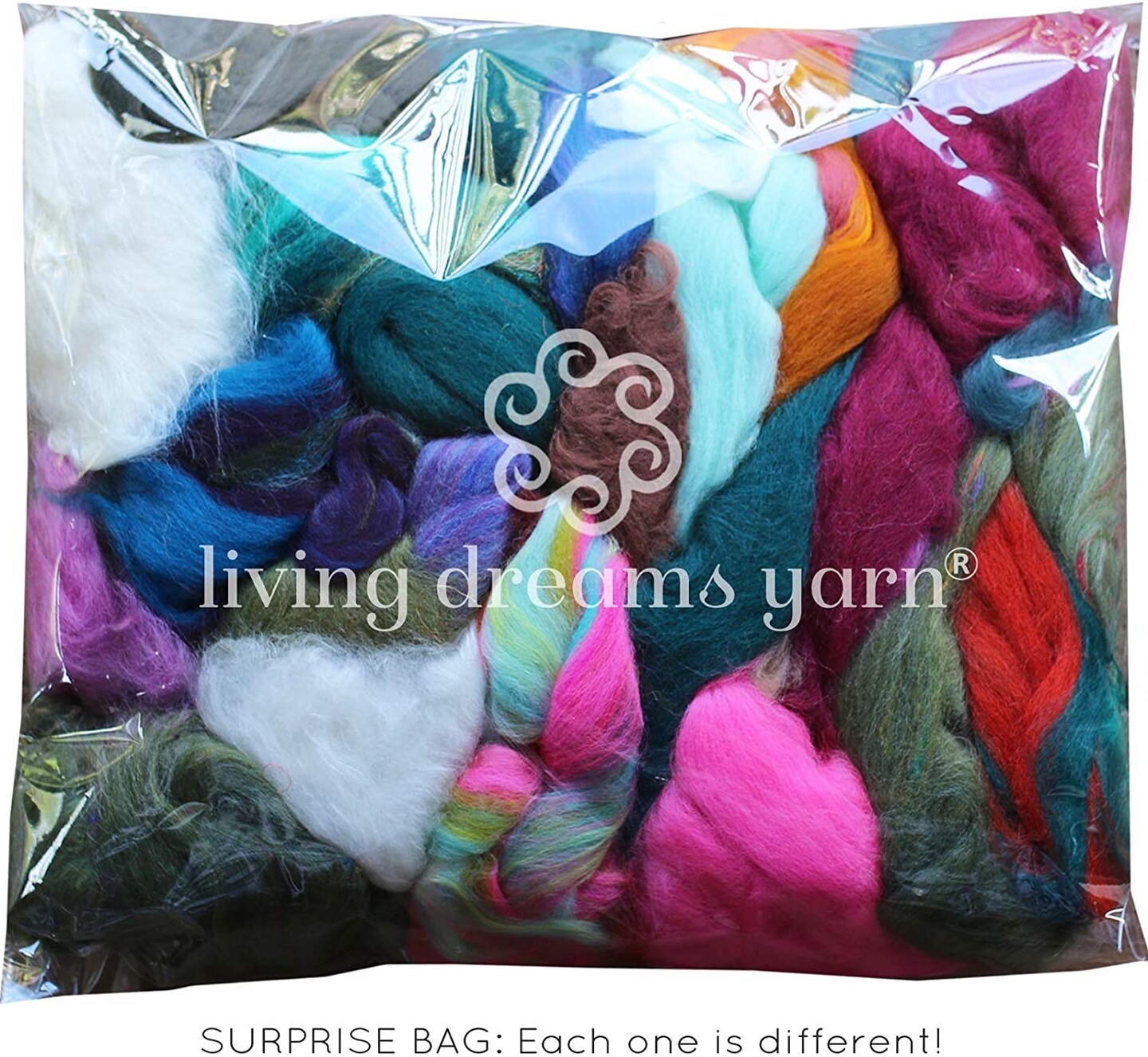 Grab Bag Fiber - Assorted Roving & Mixed Fiber Mill Ends for Felting, Spinning, Blending 200g/7oz