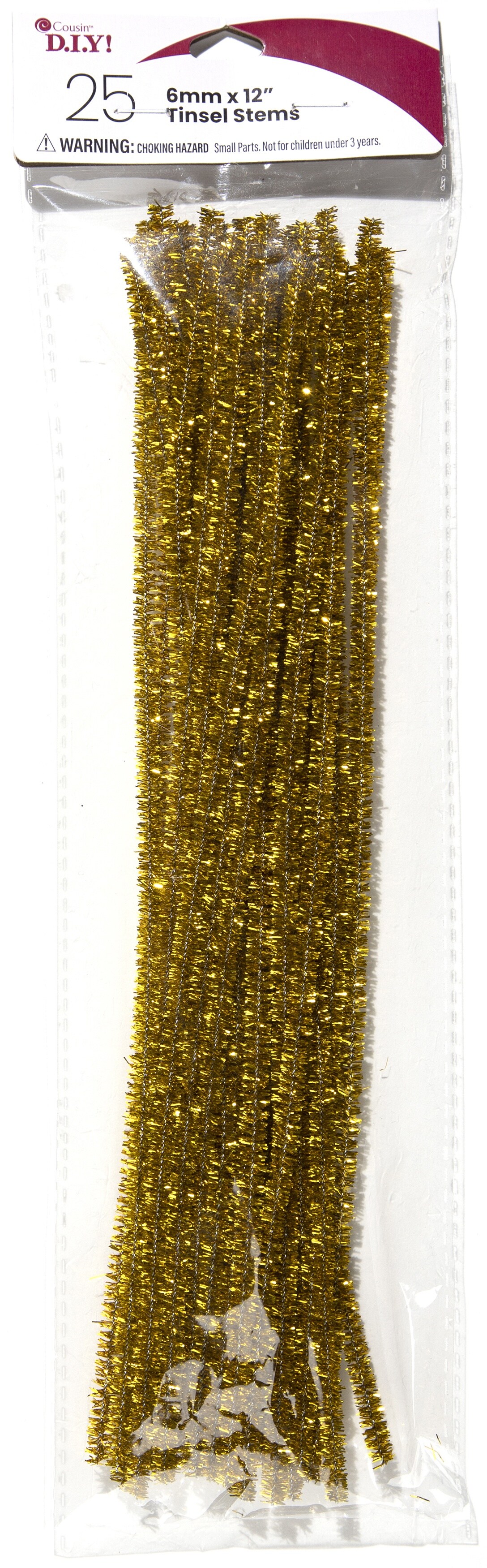 CousinDIY Tinsel Stems 6mmx12&#x22; 25/Pkg-Gold