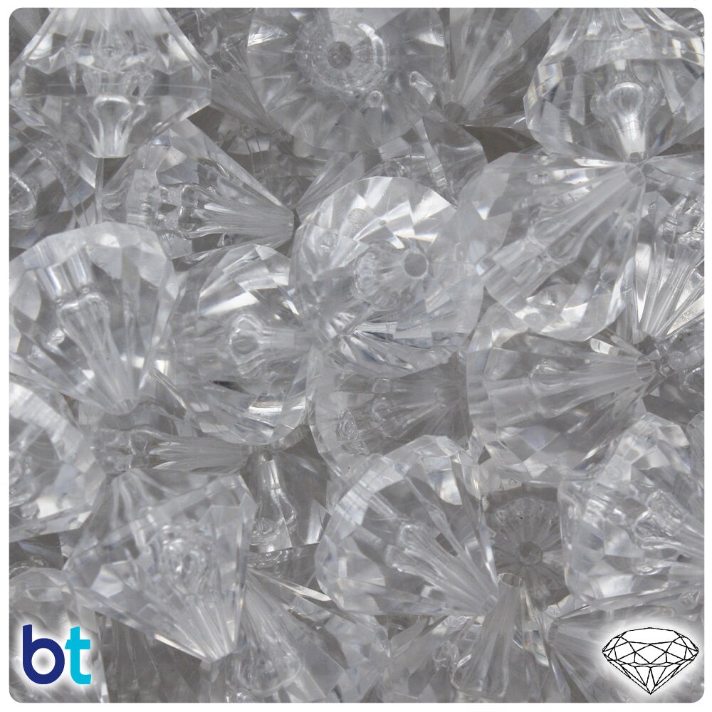 BeadTin Crystal Transparent 18mm Faceted Teardrop Plastic Craft Beads (10pcs)
