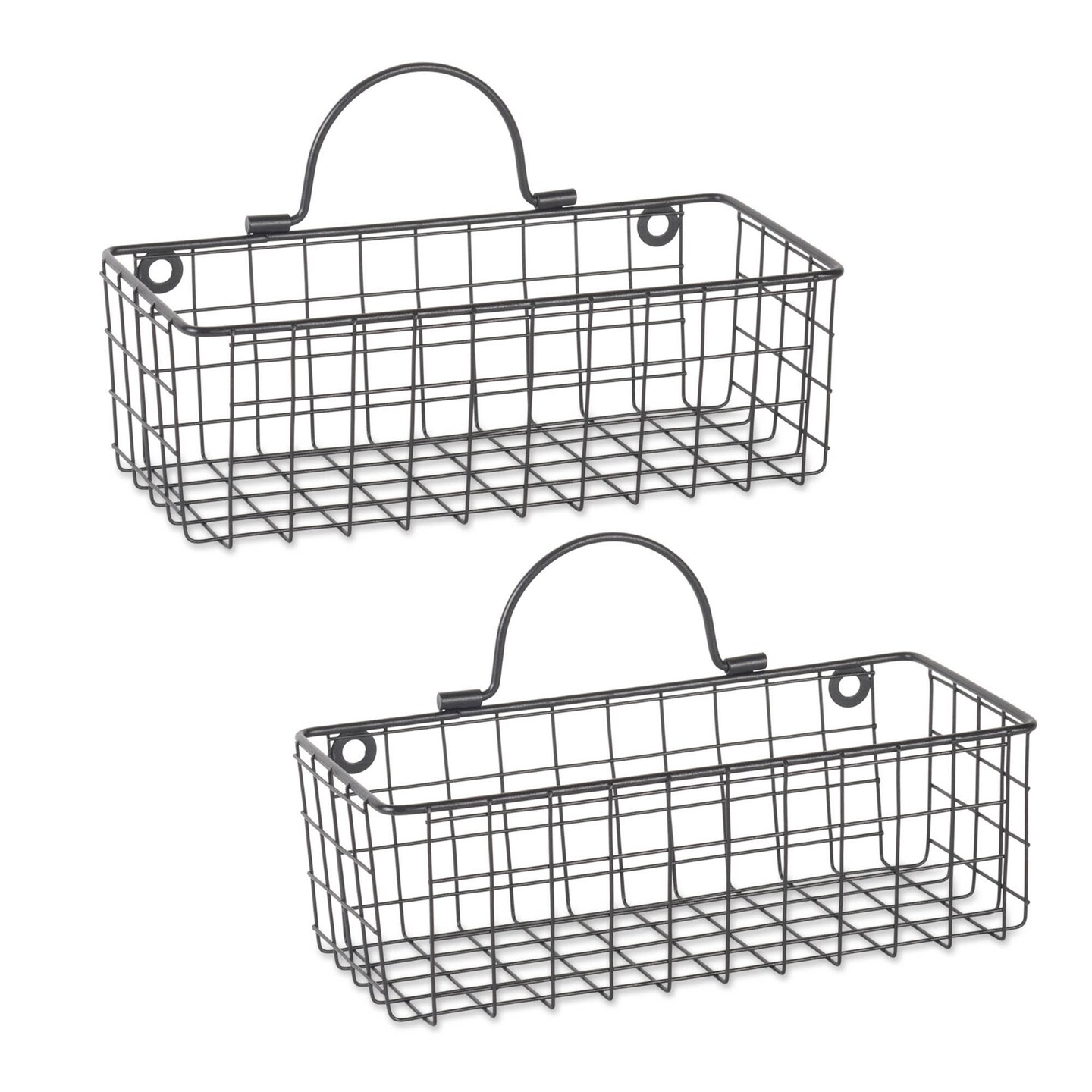 Contemporary Home Living Set of 2 Black Multi-purpose Wall Mount Basket and Holder 11.80&#x22;