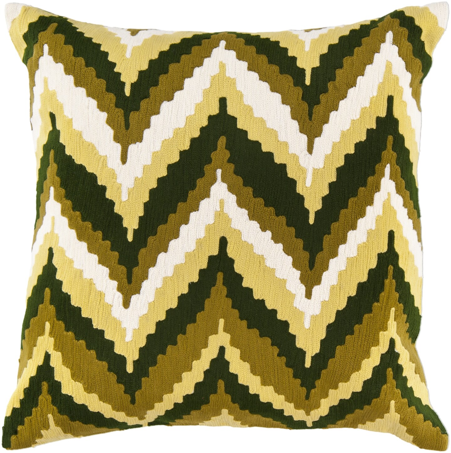 Diva At Home 18&#x22; Espresso Brown and Hunter Green Chevron Decorative Throw Pillow - Down Filler