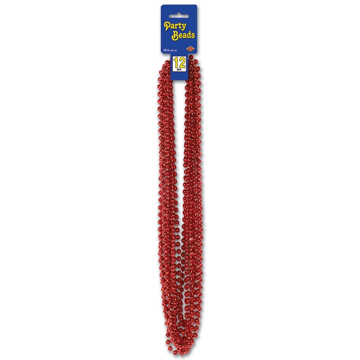 Party Central Club Pack of 144 Red Valentine&#x27;s Day Small Round Beaded Necklace Party Favors 33&#x27;&#x27;
