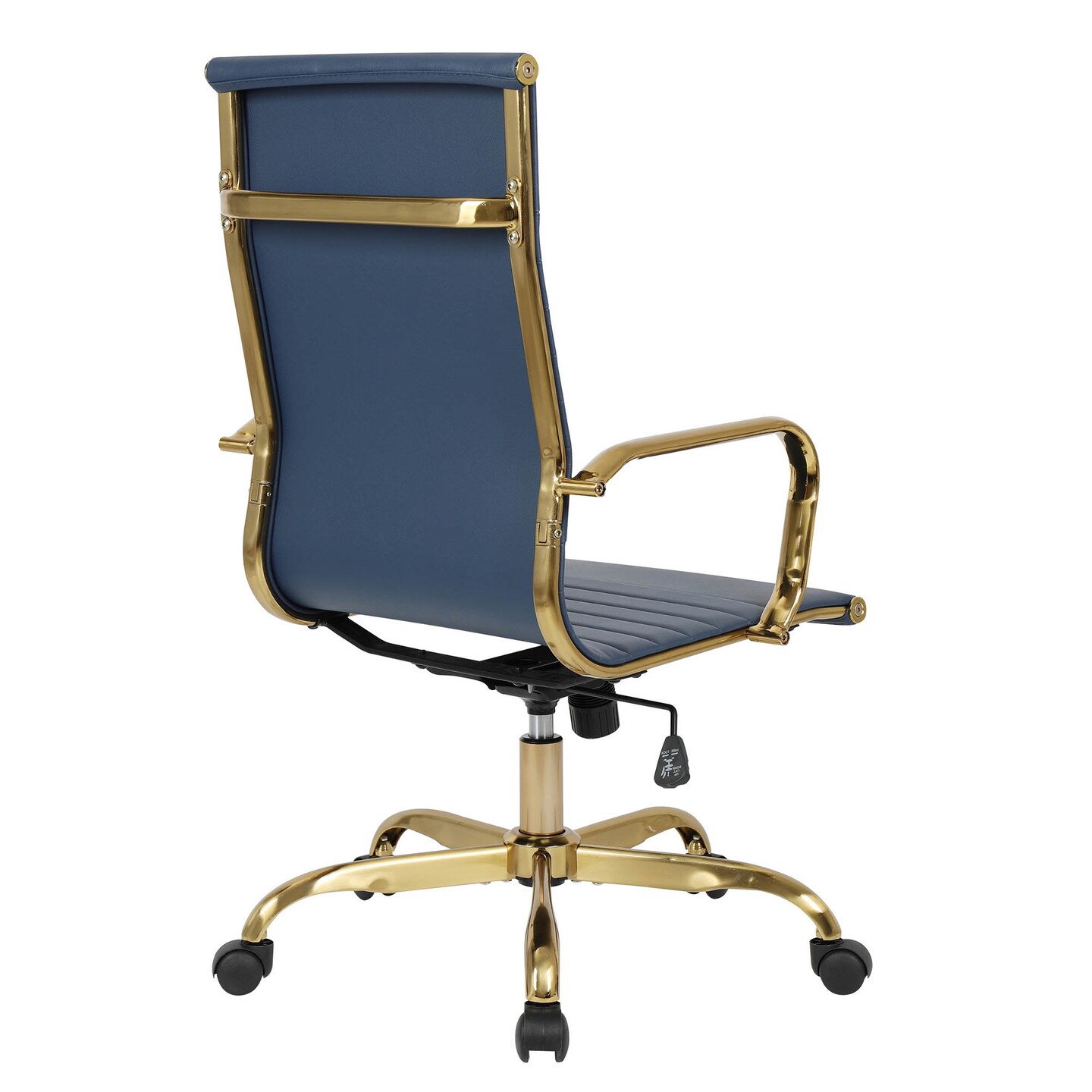 LeisureMod Harris High-Back Faux Leather Office Chair with Gold Frame
