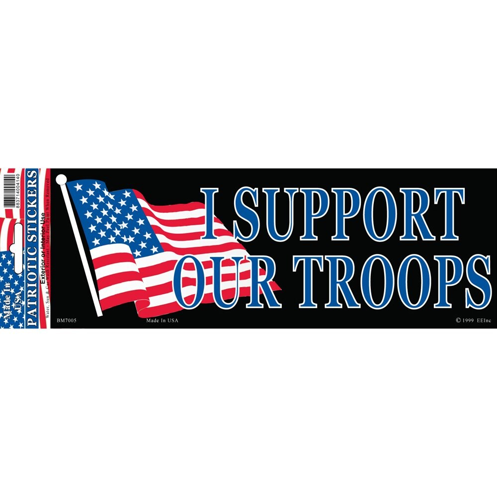 I Support Our Troops American Flag Bumper Sticker 3-1/4&#x22;X9&#x22;