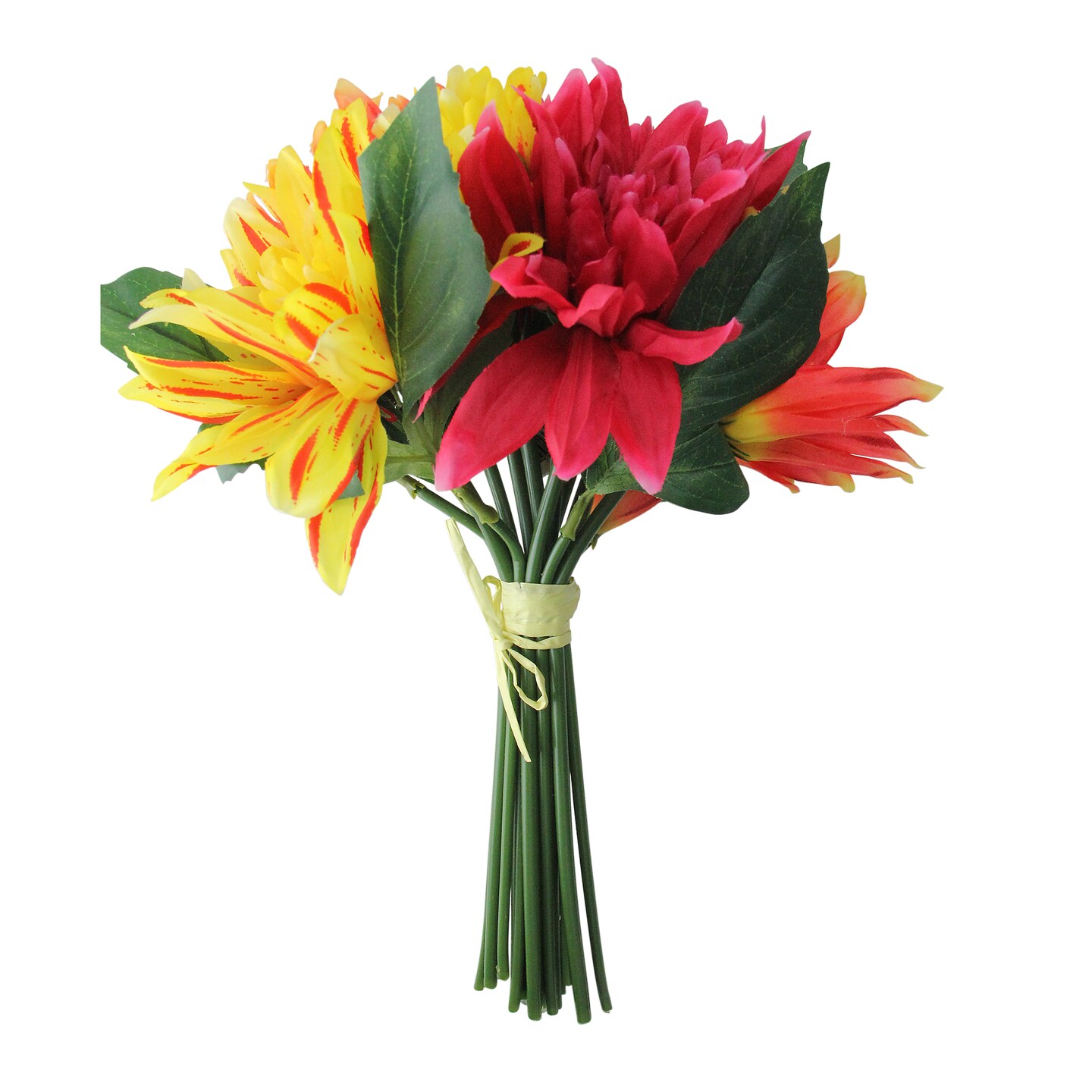 Allstate 12.5&#x22; Red and Yellow Artificial Decorative Elegant Dahlia Flower Bouquet