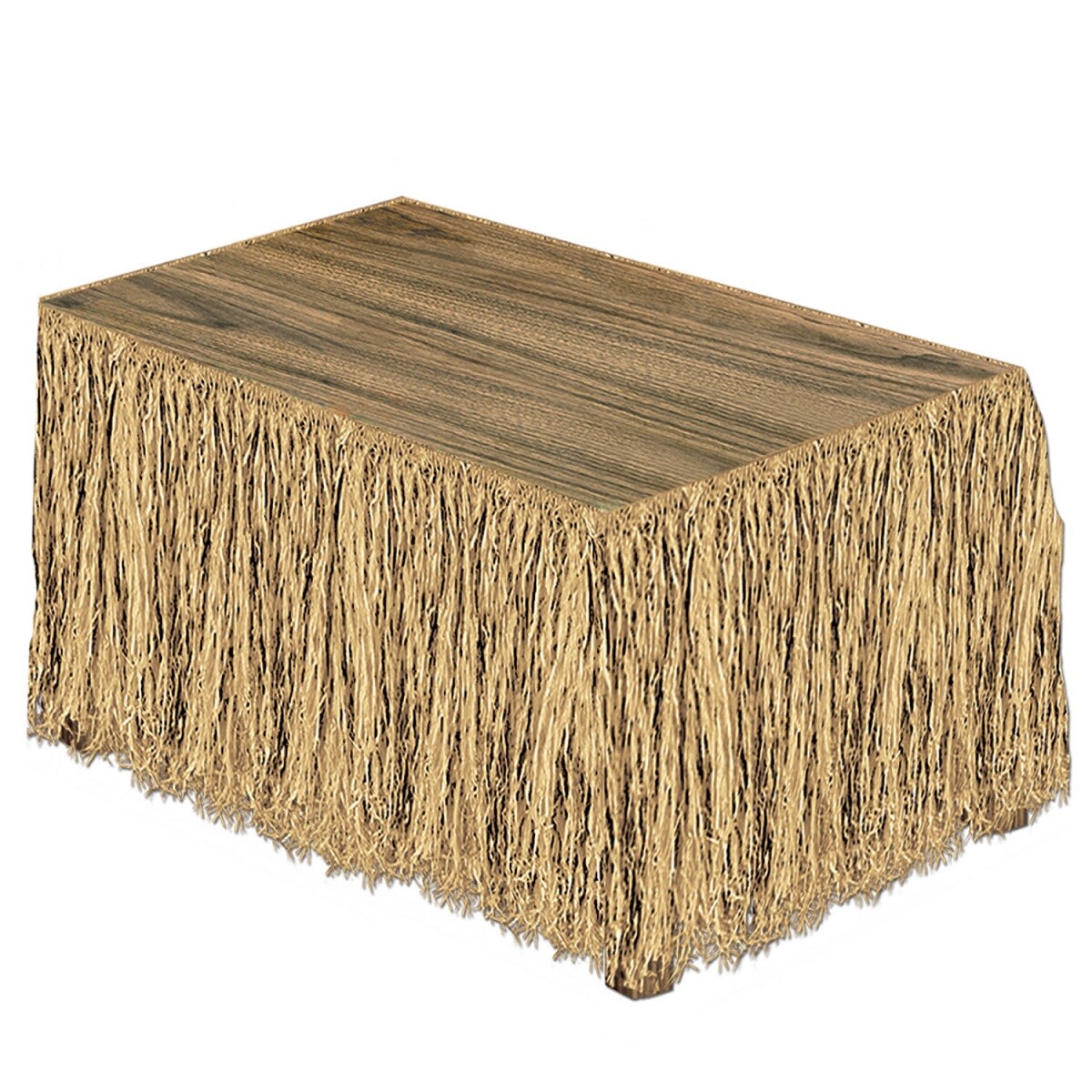 Party Central Pack of 6 Tropical Tan Natural Hawaiian Themed Party Table Skirts 9&#x27;
