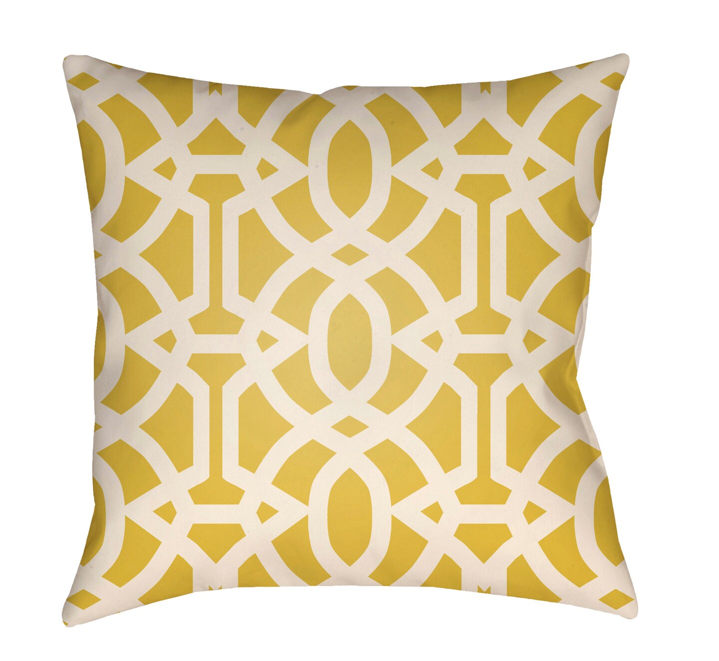 Tiwari Home 20" Yellow and Beige Imperial Trellis Printed Square Throw Pillow Cover