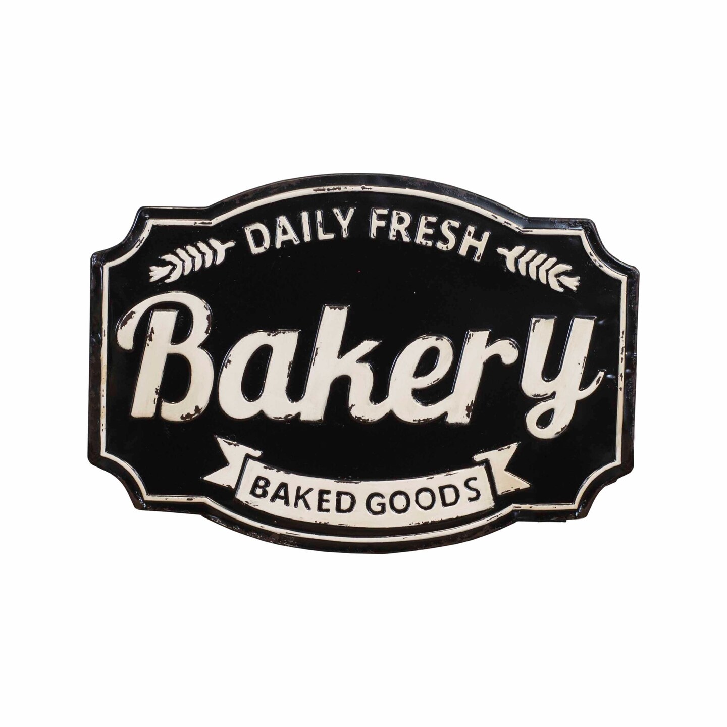 Creative Design 24" White and Black Distressed Bakery Wall Sign