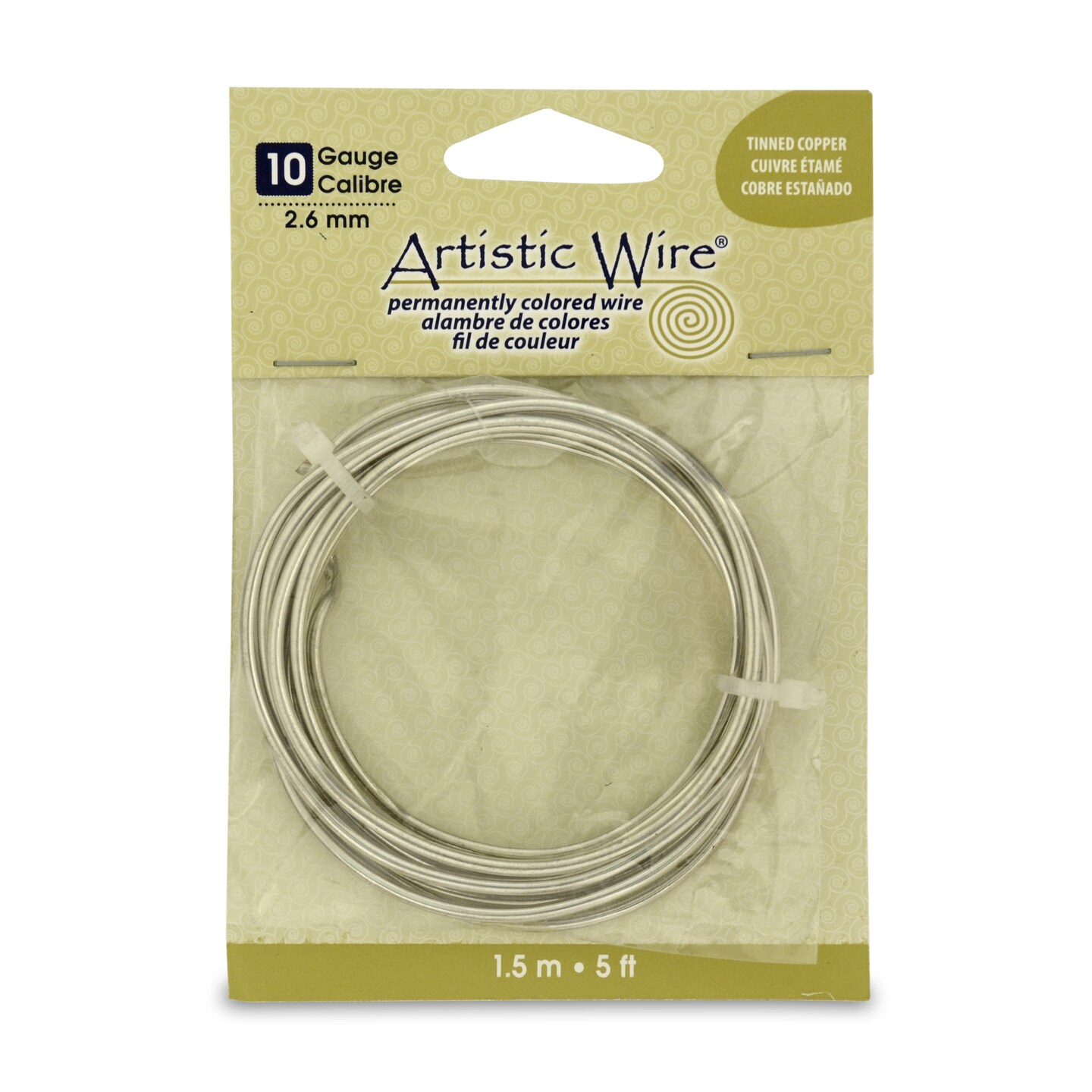 Beadalon Artistic Wire, Colored Copper Craft Wire, 10 Gauge (2.6mm), 5 ft. Tinned Copper