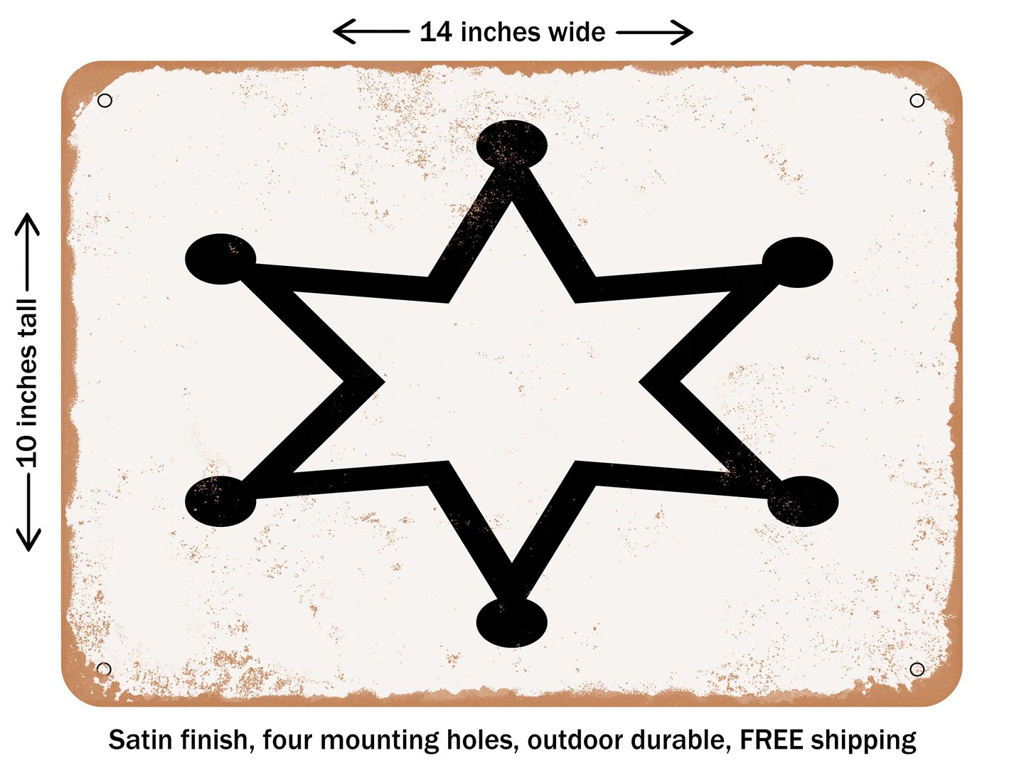 DECORATIVE METAL SIGN - Cowboy Badge - 3 - Vintage Rusty Look