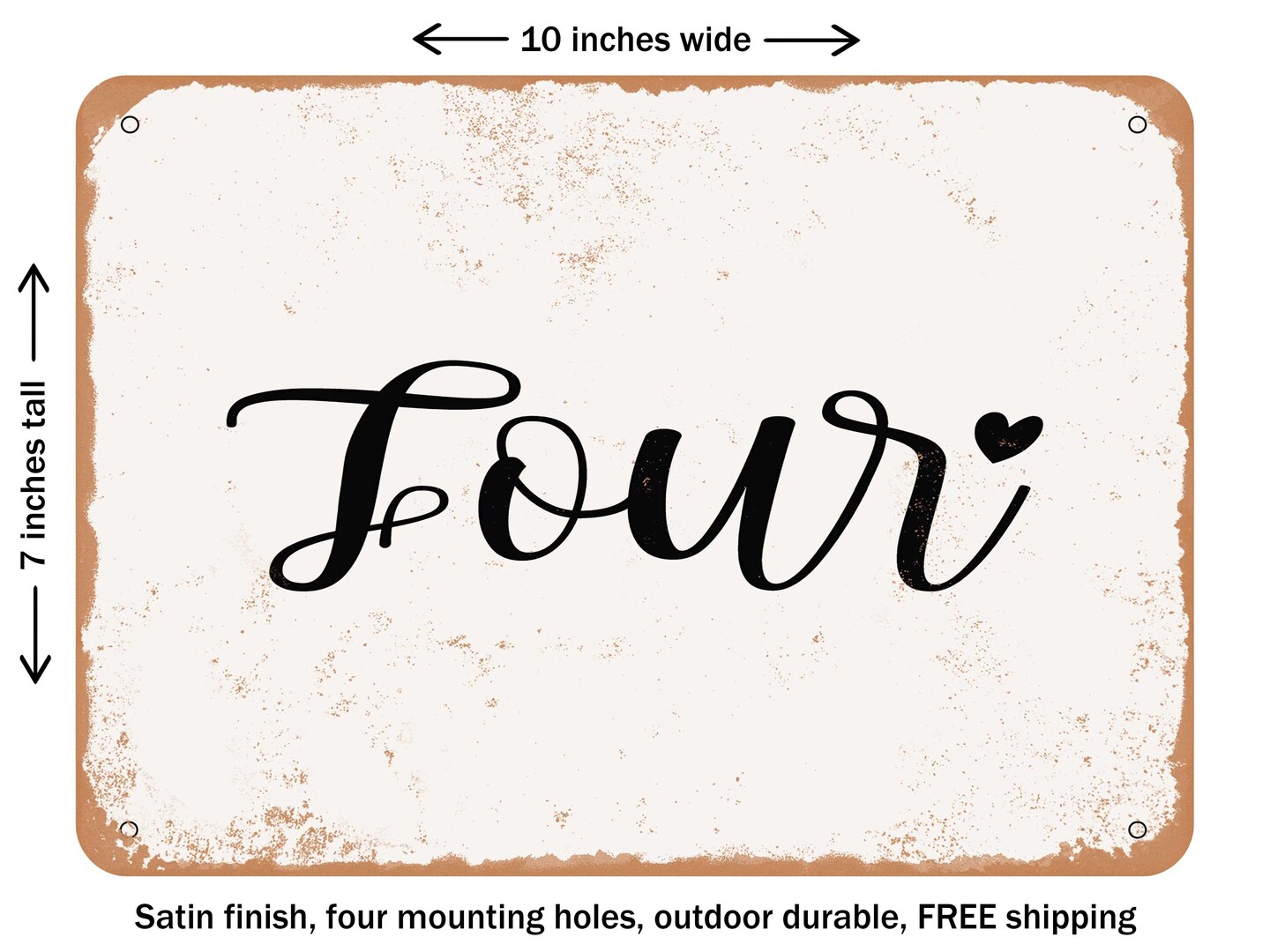 Four Over Two Sign DECORATIVE METAL SIGN - Four - 2 - Vintage Rusty Look, Size: 7 x 10 ...