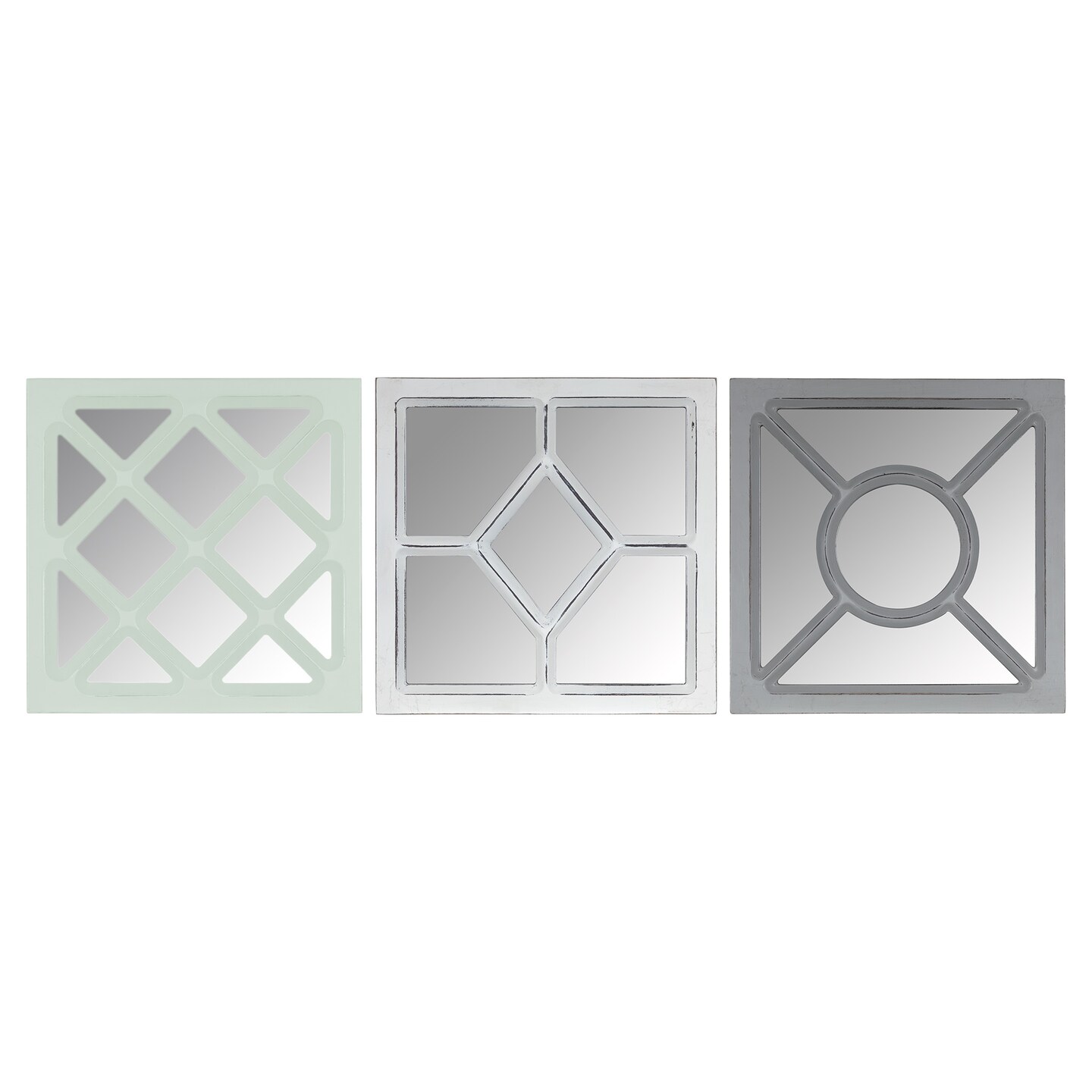 Contemporary Home Living Set of 3 Square Wall Mirrors 10&#x22;