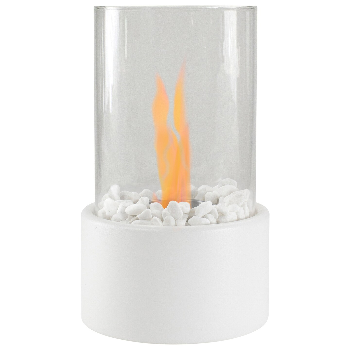 Northlight Bio Ethanol Round Portable Fireplace with Base - 10.5" - White