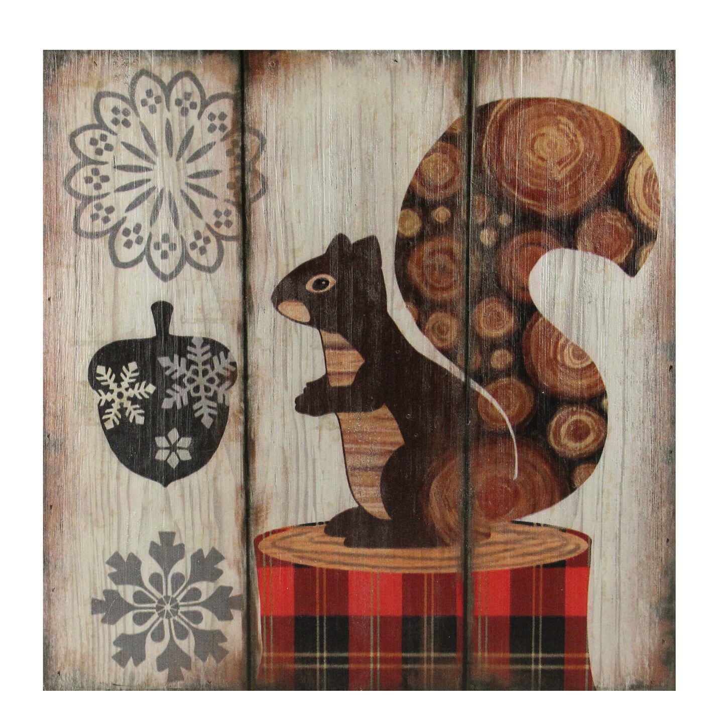 Raz 13.75" Alpine Chic Squirrel with Acorn and Snowflakes Wall Art Plaque