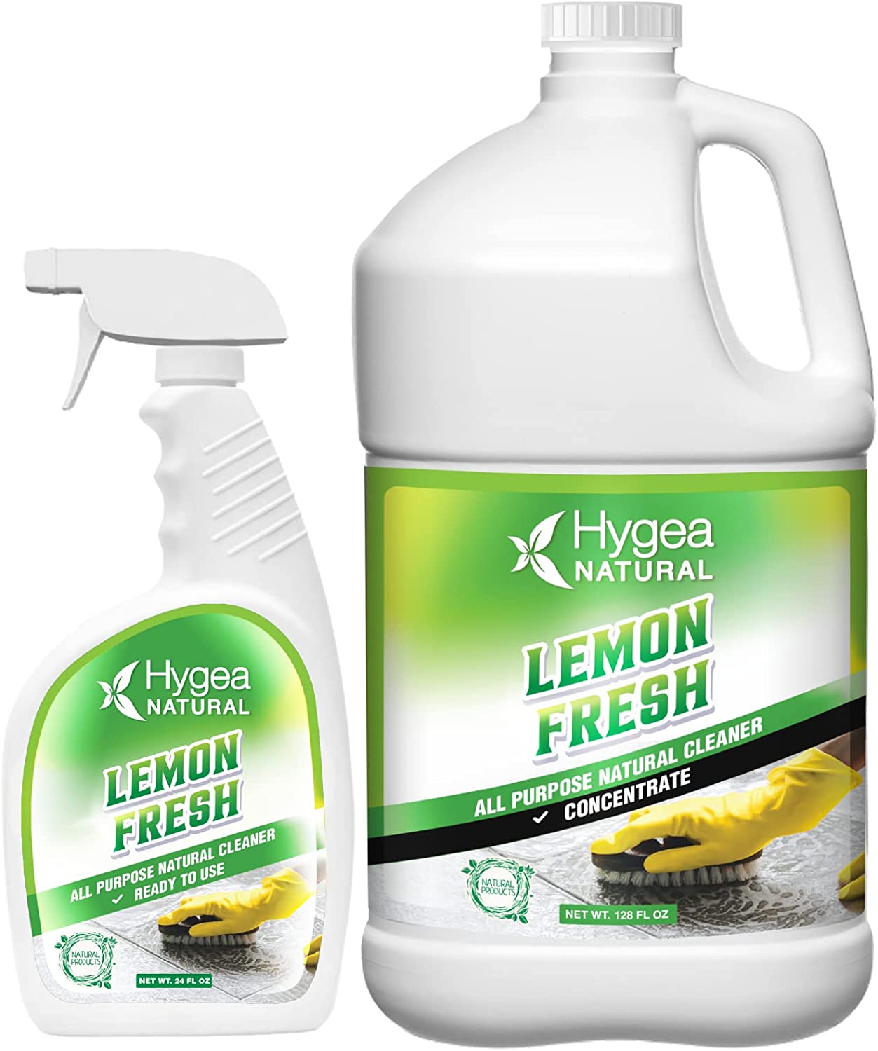 Hygea Natural Lemon Fresh - Natural All Purpose Cleaner 24oz Spray + Concentrated Refill