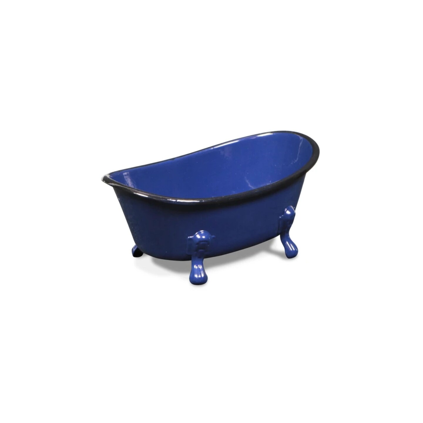 Contemporary Home Living 7" Blue and Black Metal Mini Bathtub Tabletop Decoration