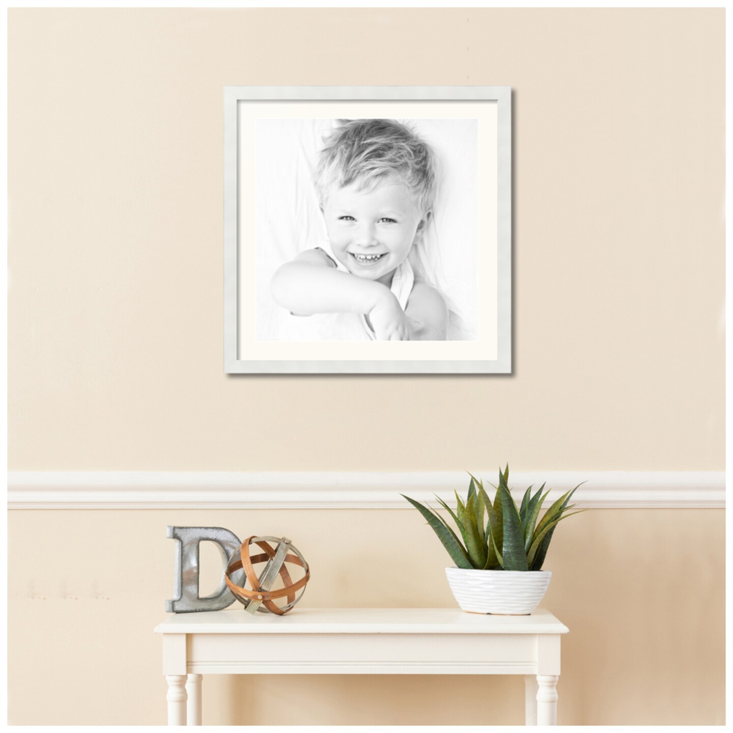 ArtToFrames 24x24&#x22; Matted Picture Frame with 20x20&#x22; Single Mat Photo Opening Framed in 1.25&#x22; White and 2&#x22; Mat (FWM-3966-24x24)