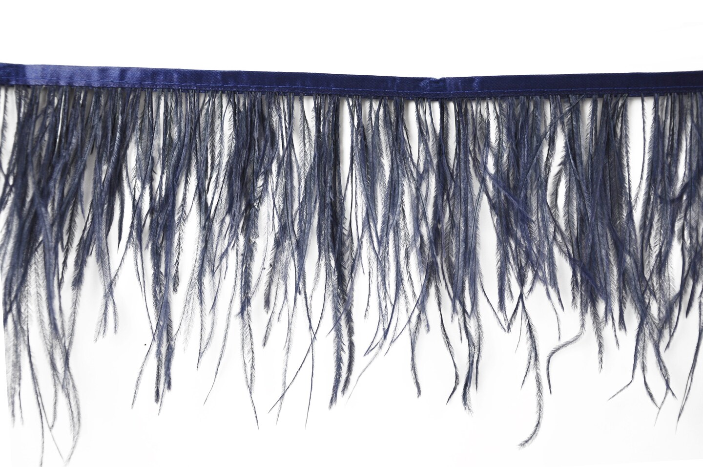 Belagio Ostrich Feather Trim, 6 Wide, 10-Yard Bolt, Navy Blue