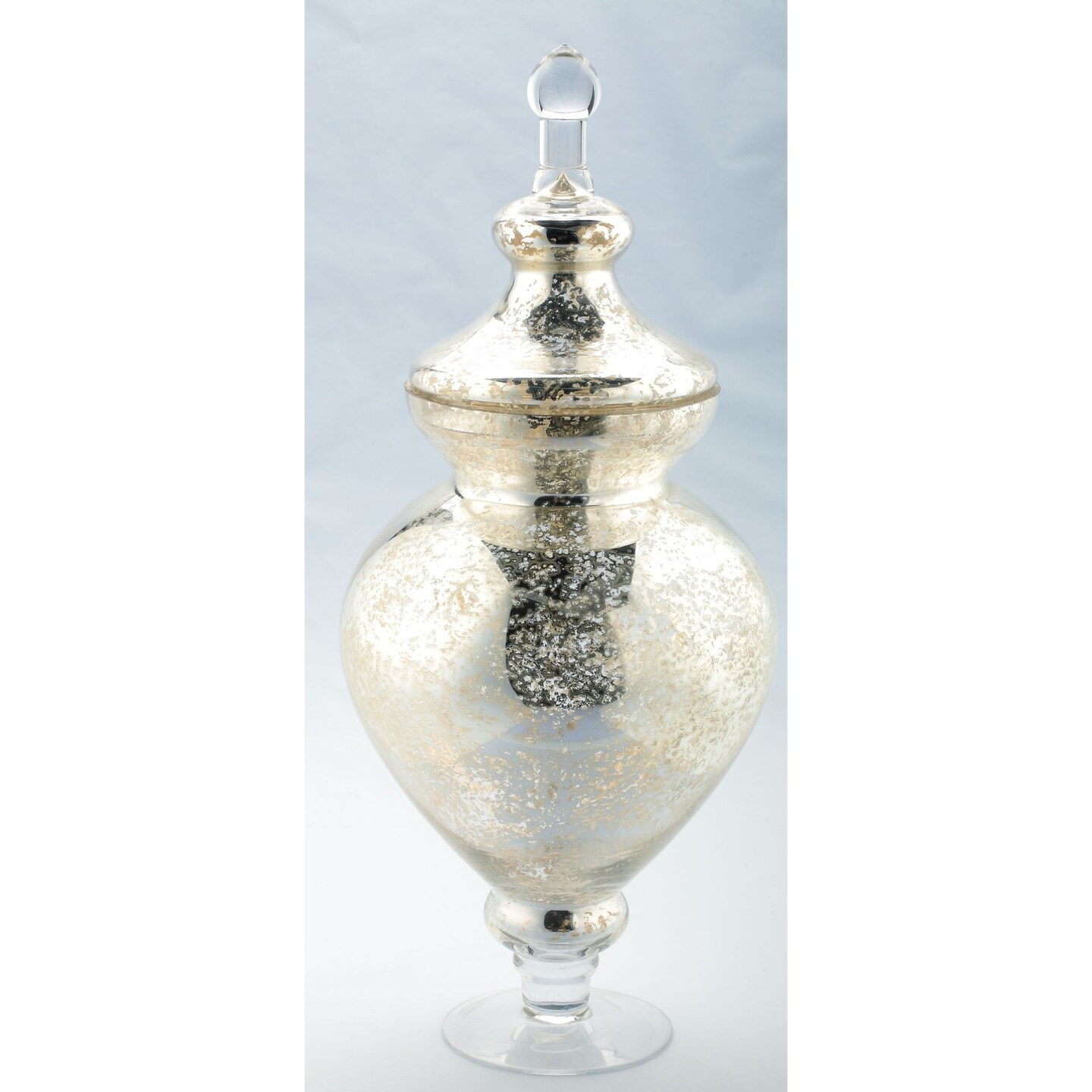 CC Home Furnishings 21" Gold and Silver Round Apothecary Jar with Lid