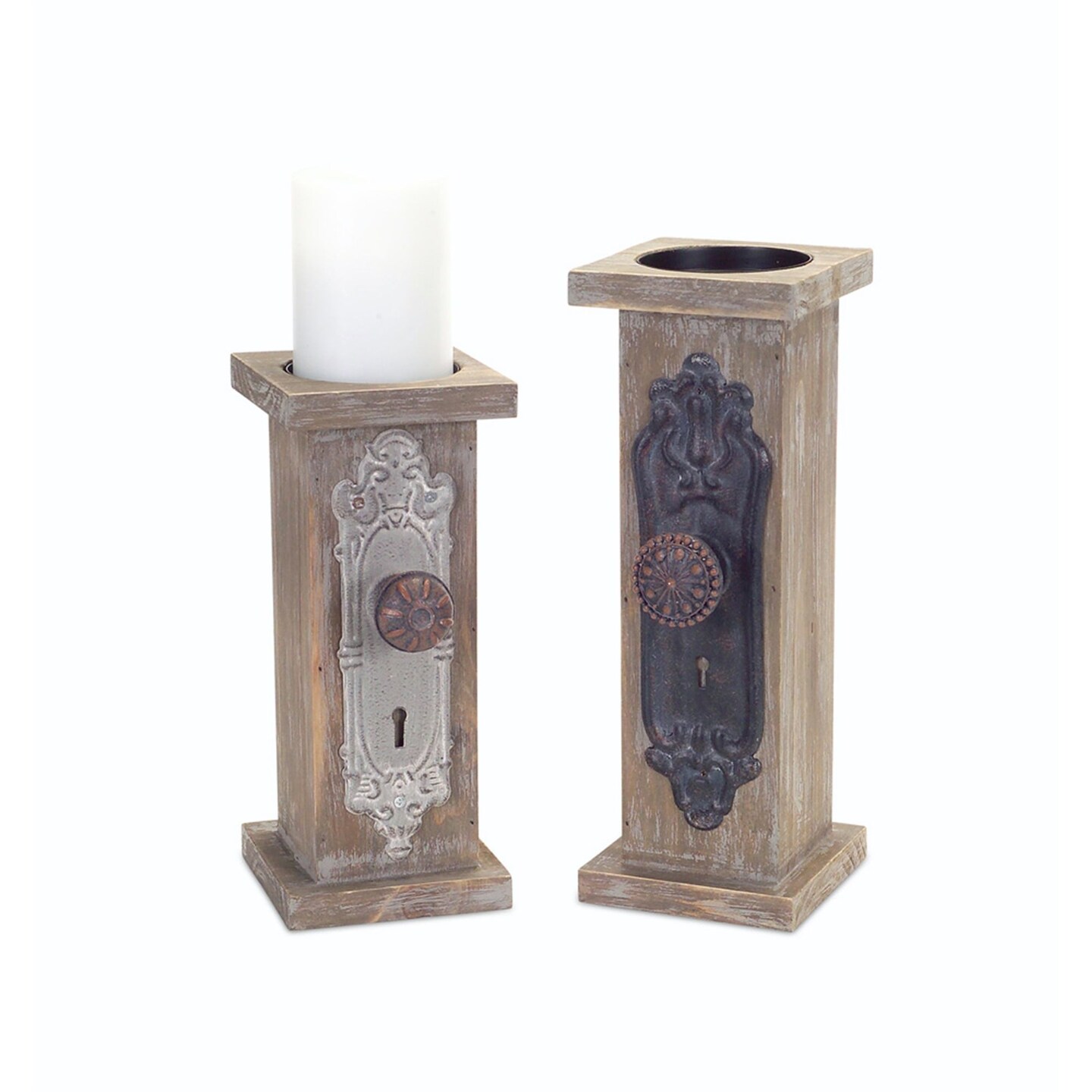 Melrose Set of 2 Antique Doorknob Candle Holders 12&#x201D;