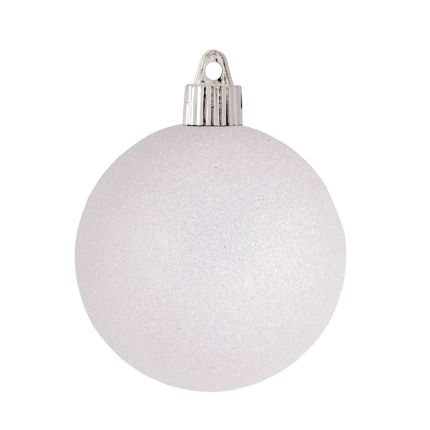 White Glittered Shatterproof Ball Boxed Orn