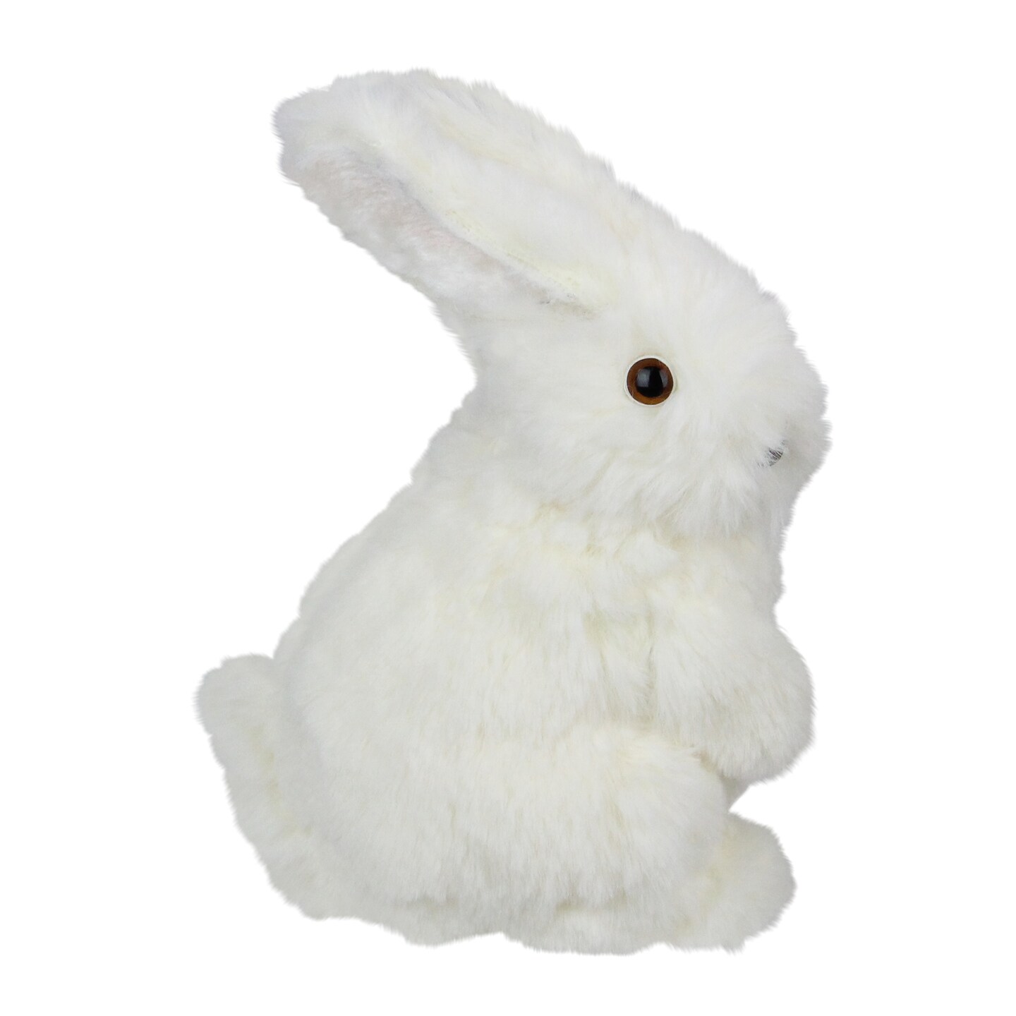 Raz 7.75&#x22; White and Black Faux Fur Standing Easter Bunny Rabbit Figure