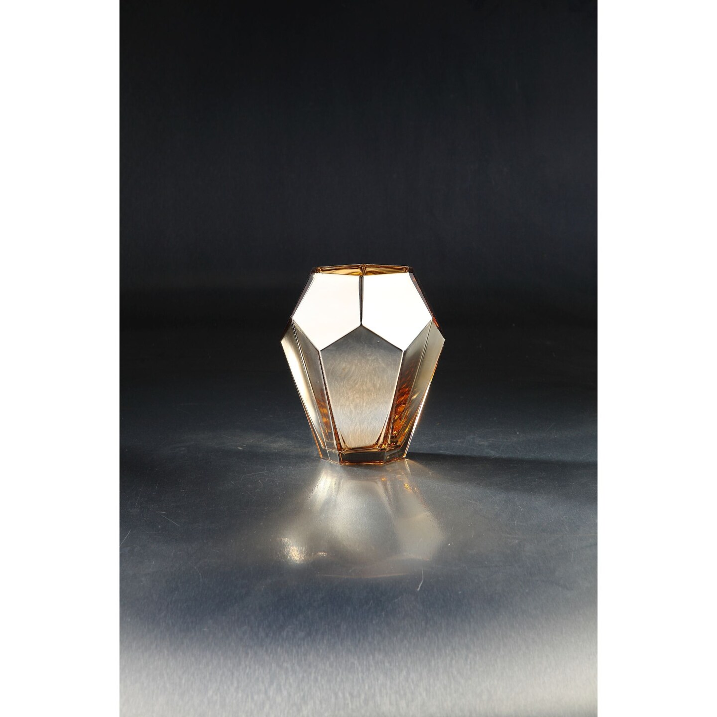 CC Home Furnishings 8” Metallic Gold Geometric Faceted Glass Vase