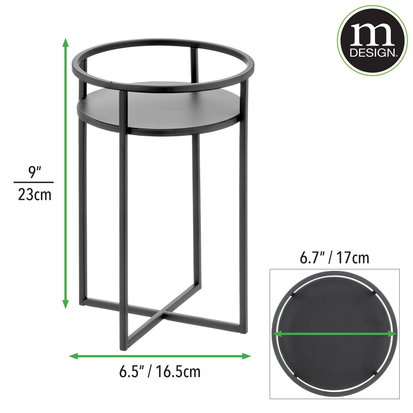 mDesign Small Metal Indoor/Outdoor Plant Stand for Flowers and Greenery
